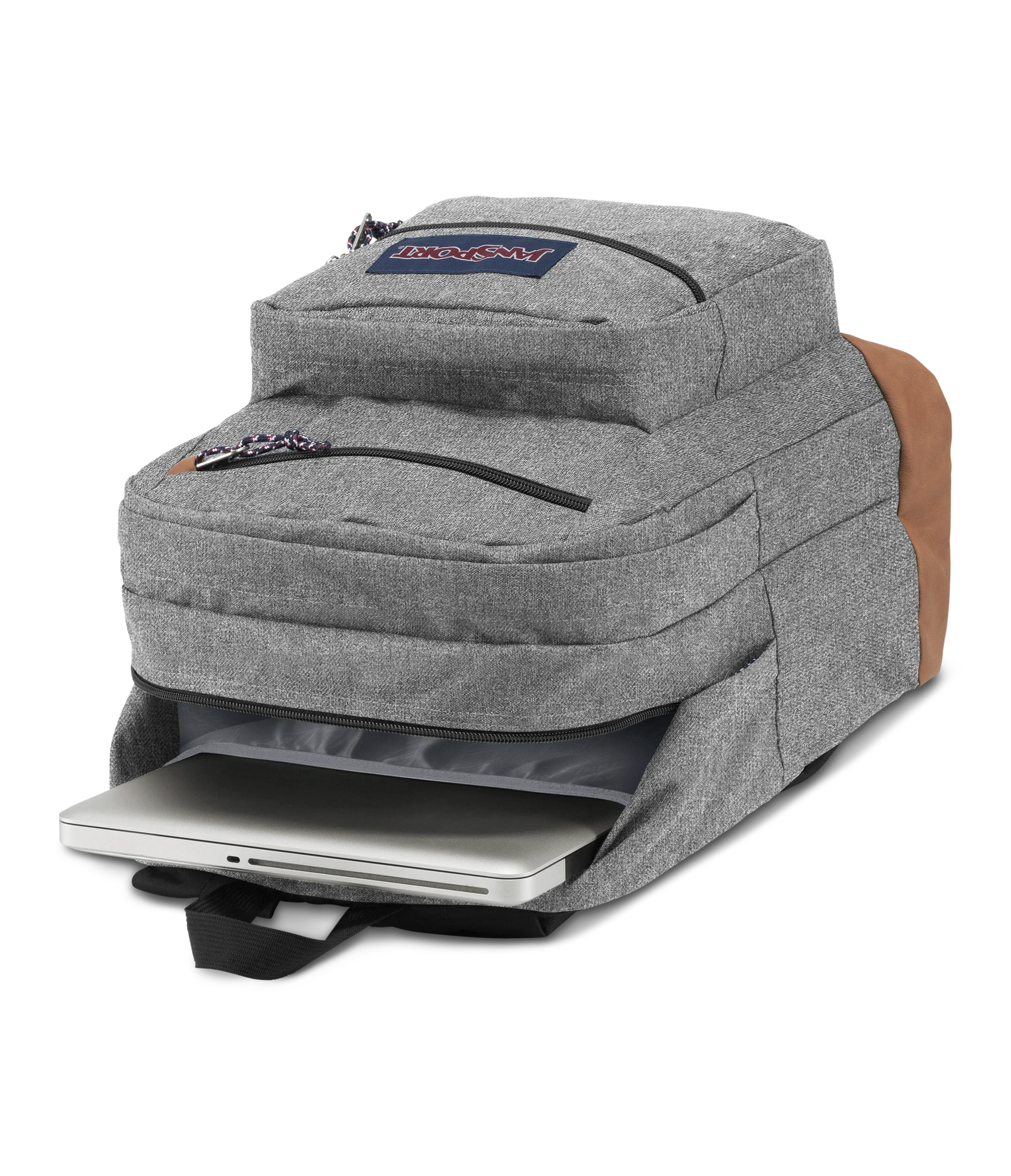 JanSport Cool Student Backpack 34L in Grey Letterman Poly — detail view 2 # color_Grey Letterman Poly