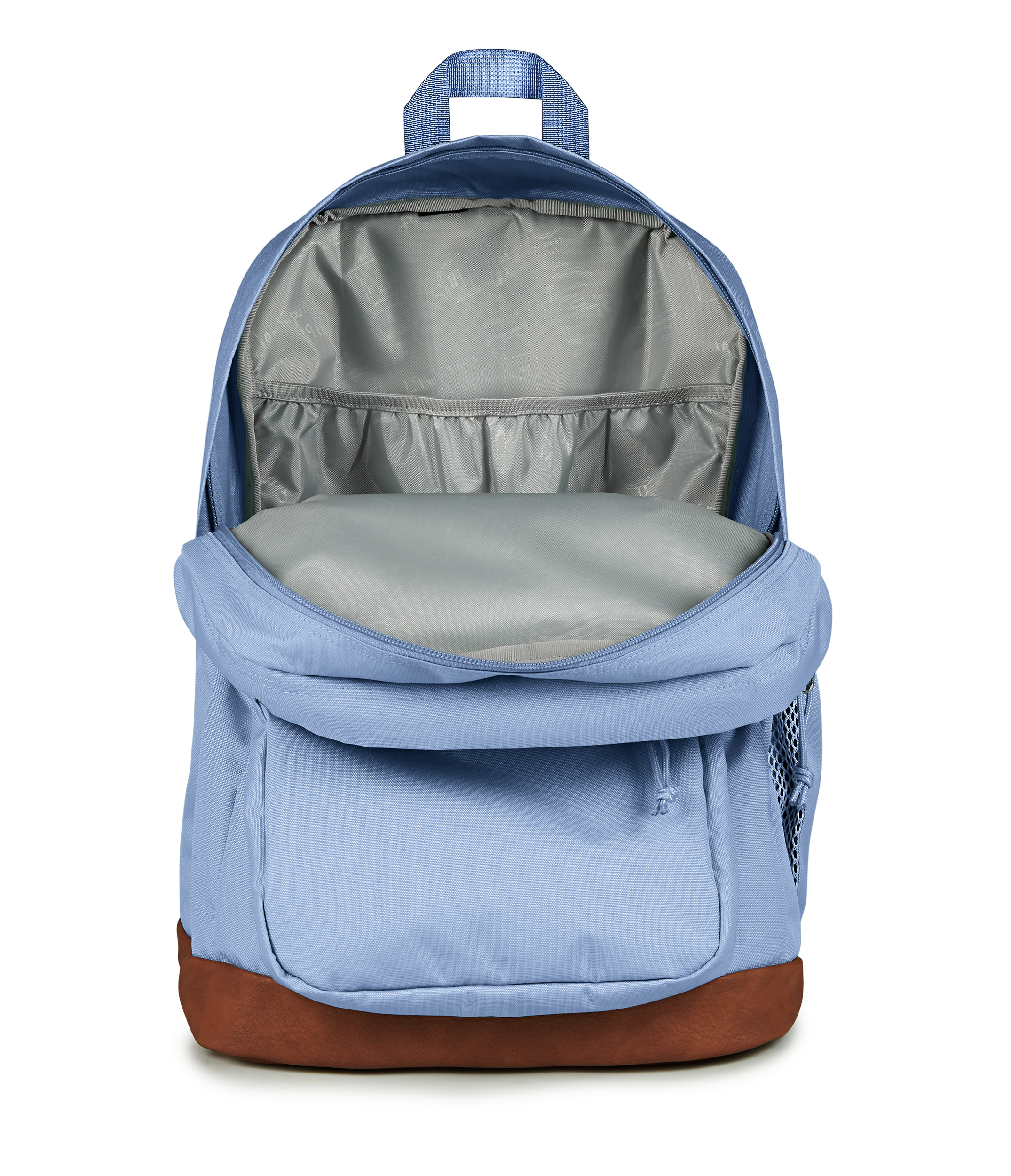 JanSport Cool Student Backpack 34L in Hydrangea — interior view # color_Hydrangea