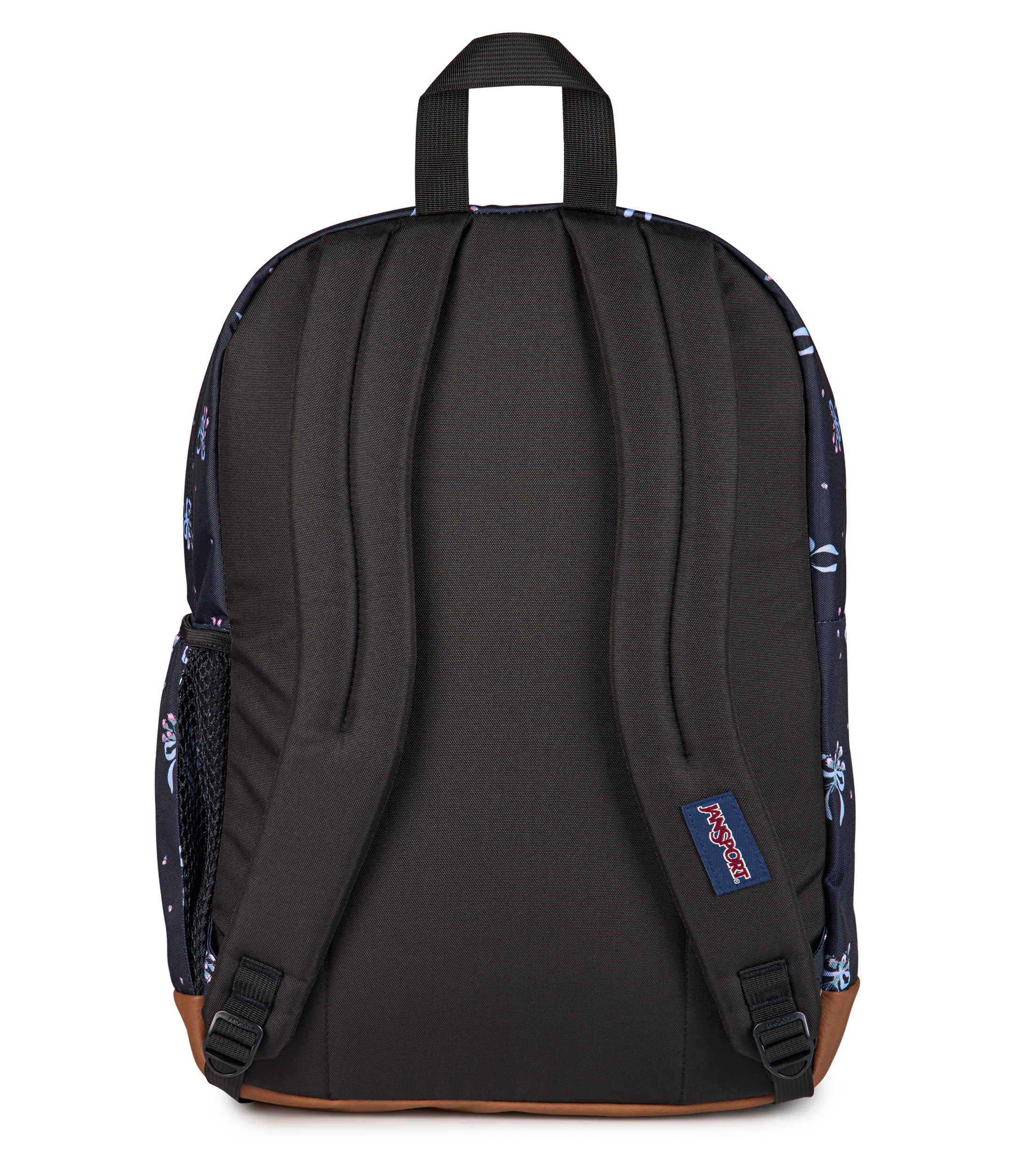 JanSport Cool Student Backpack 34L in Pastel Petals Black — back view # color_Pastel Petals Black