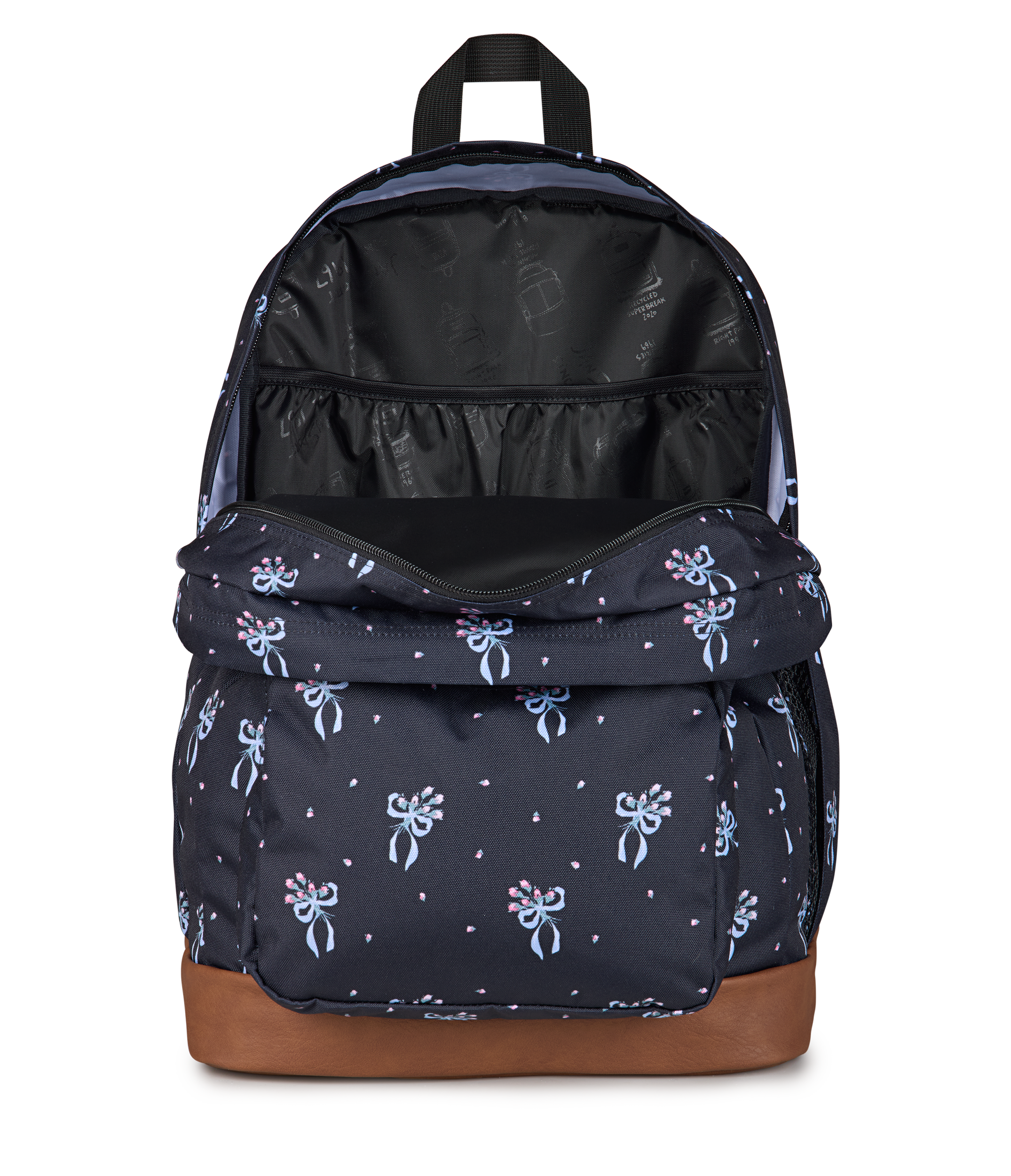 JanSport Cool Student Backpack 34L in Pastel Petals Black — interior view # color_Pastel Petals Black