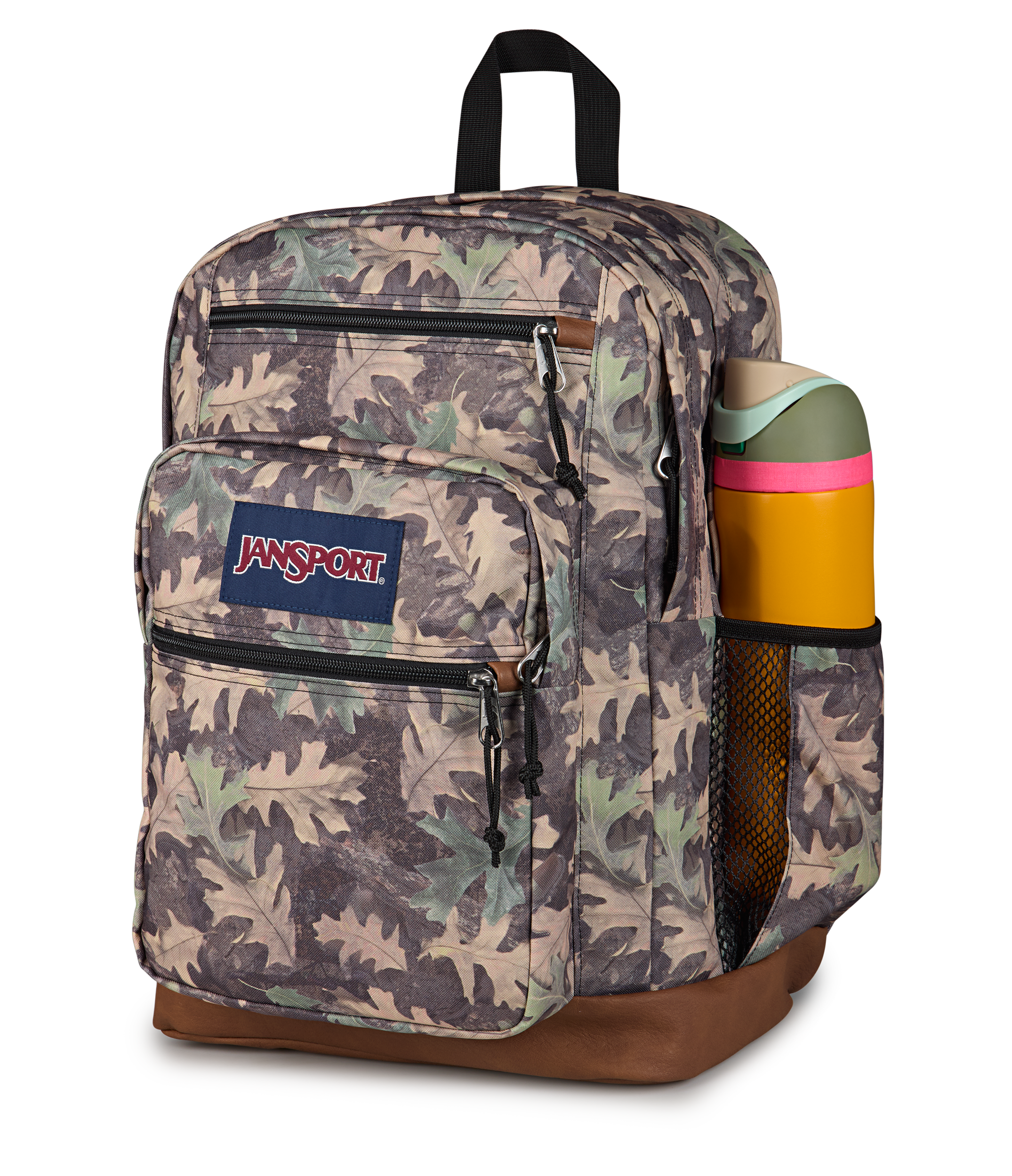 JanSport Cool Student Backpack 34L in Woodland Camo — detail view # color_Woodland Camo