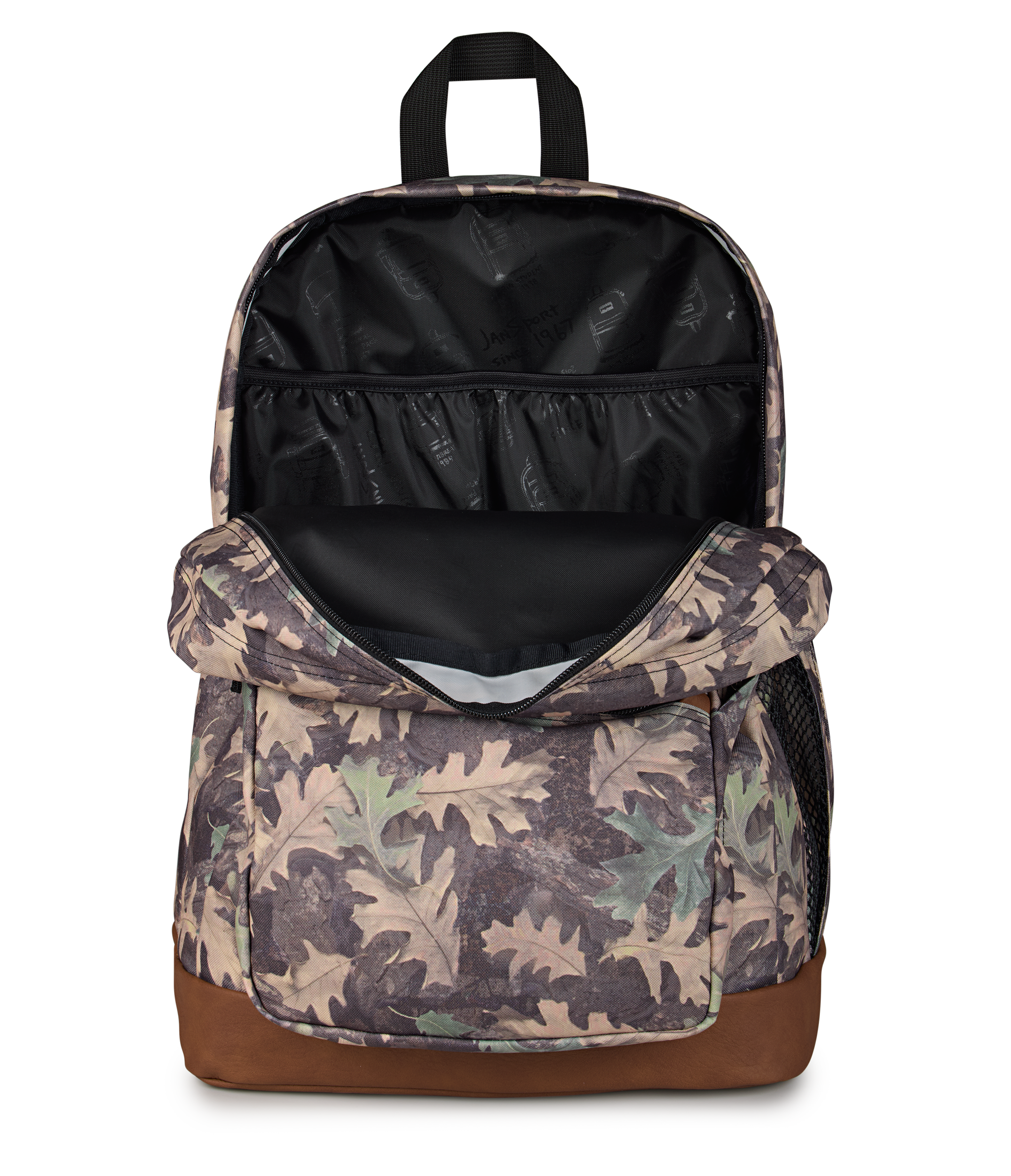 JanSport Cool Student Backpack 34L in Woodland Camo — interior view # color_Woodland Camo