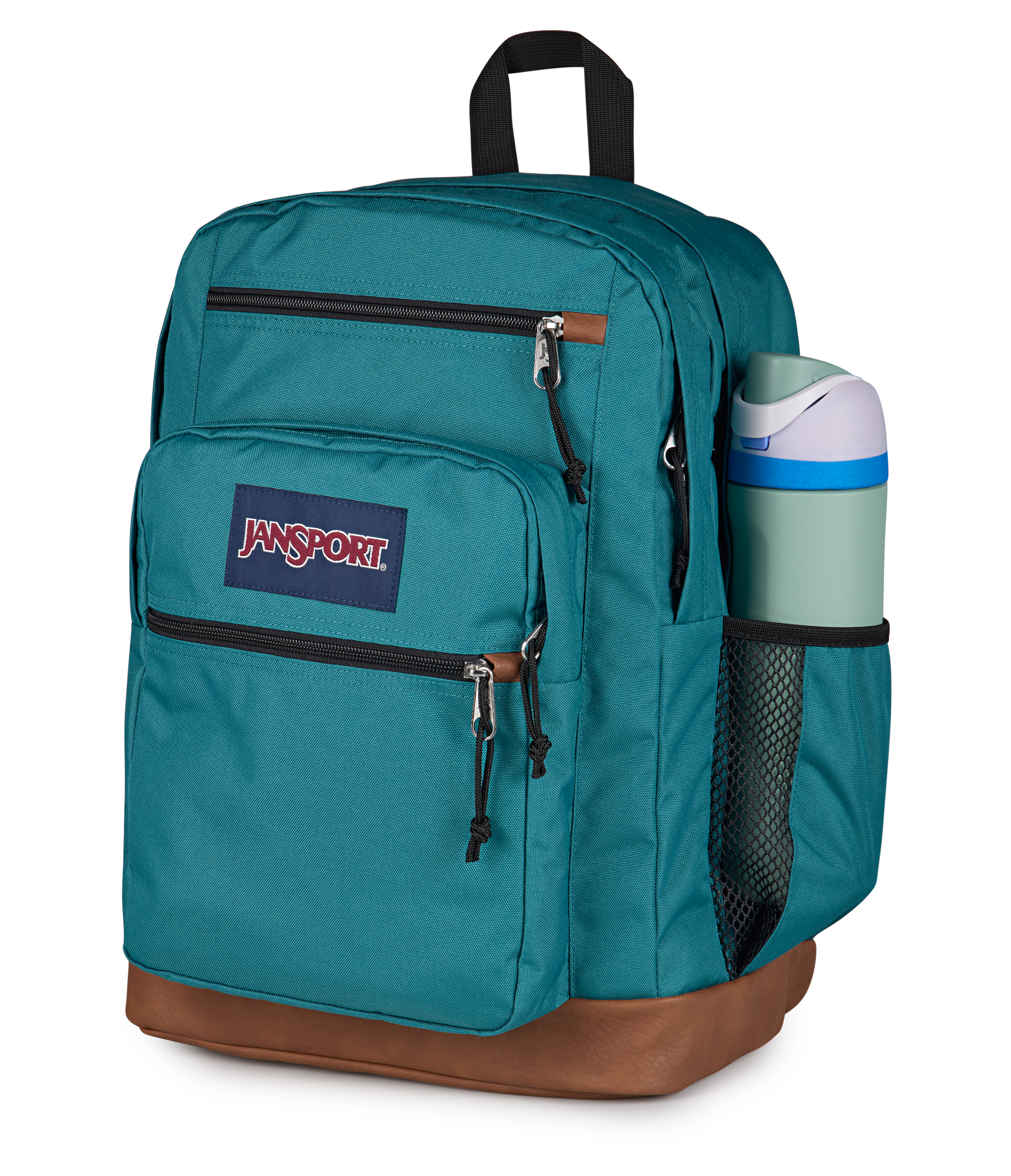 JanSport Cool Student Backpack 34L in Emerald Pool — detail view # color_Emerald Pool