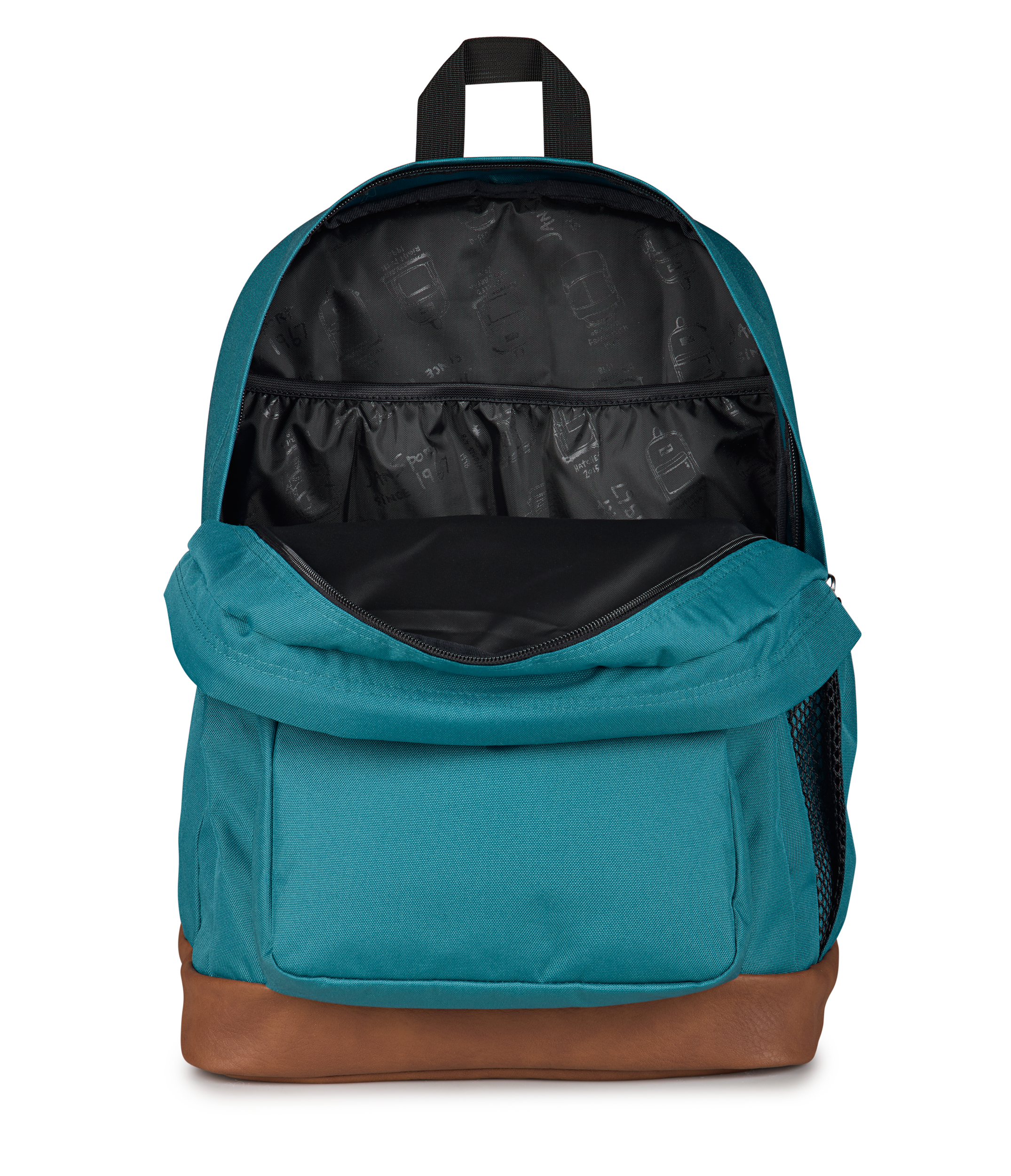 JanSport Cool Student Backpack 34L in Emerald Pool — interior view # color_Emerald Pool