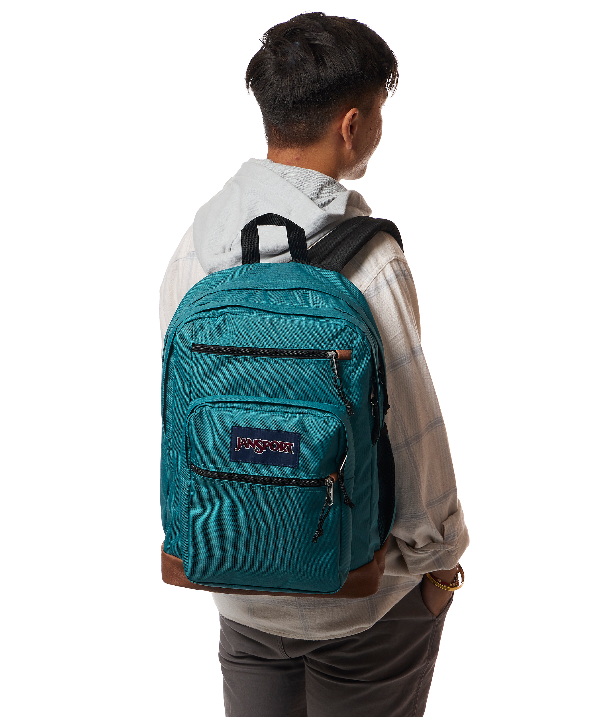 JanSport Cool Student Backpack 34L in Emerald Pool — lifestyle # color_Emerald Pool