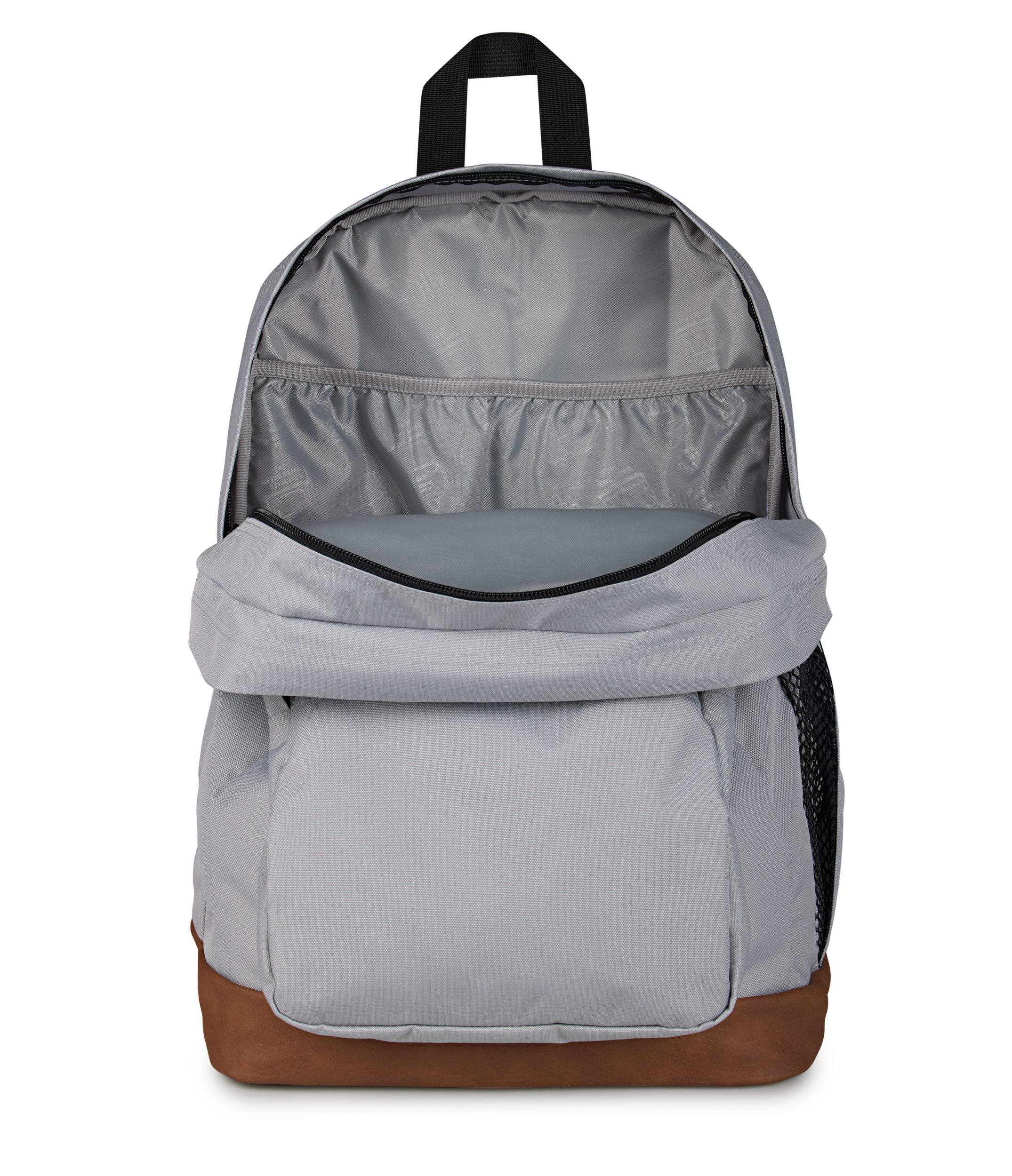 JanSport Cool Student Backpack 34L in Grounded Grey — interior view # color_Grounded Grey
