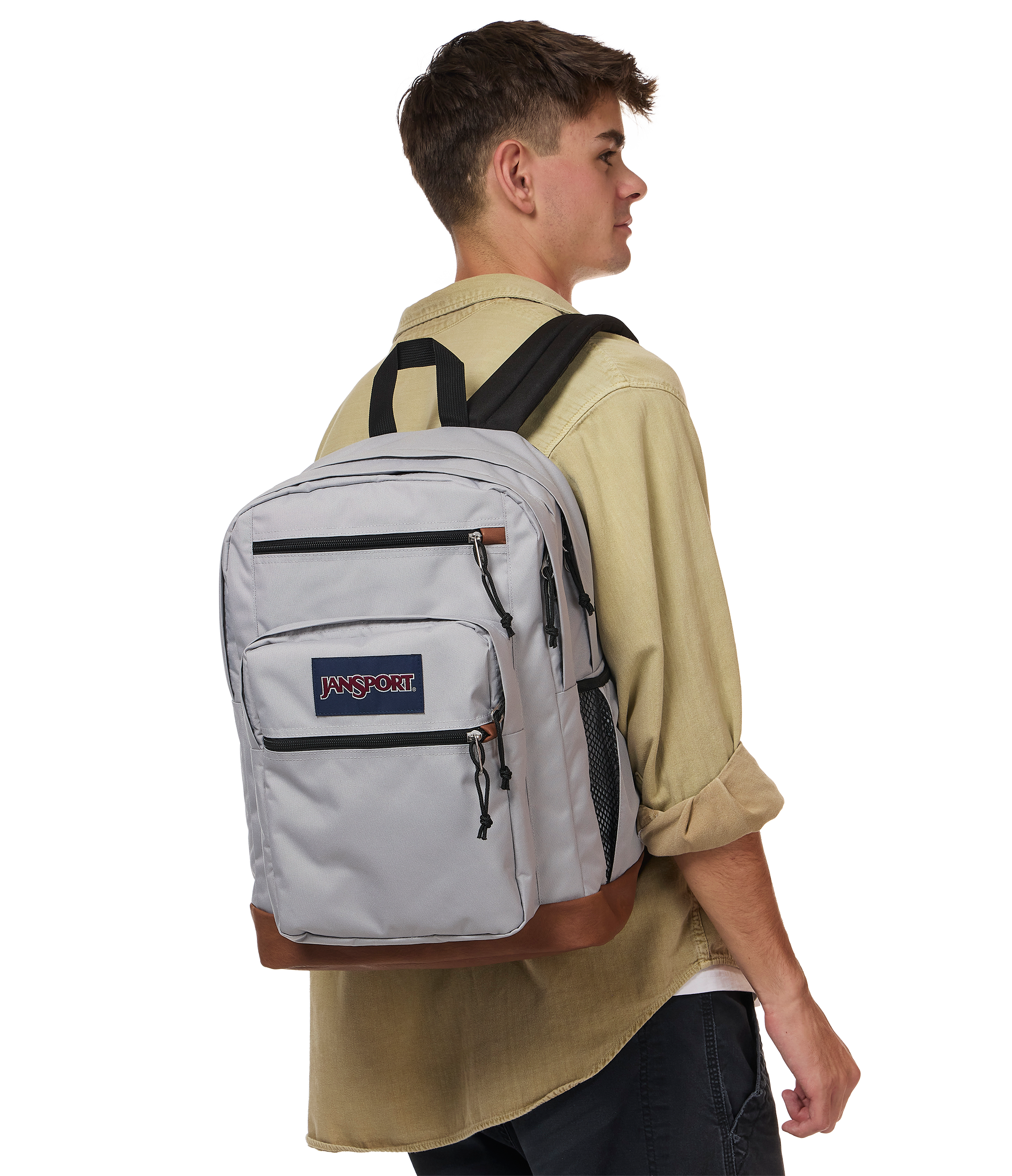 JanSport Cool Student Backpack 34L in Grounded Grey — lifestyle # color_Grounded Grey