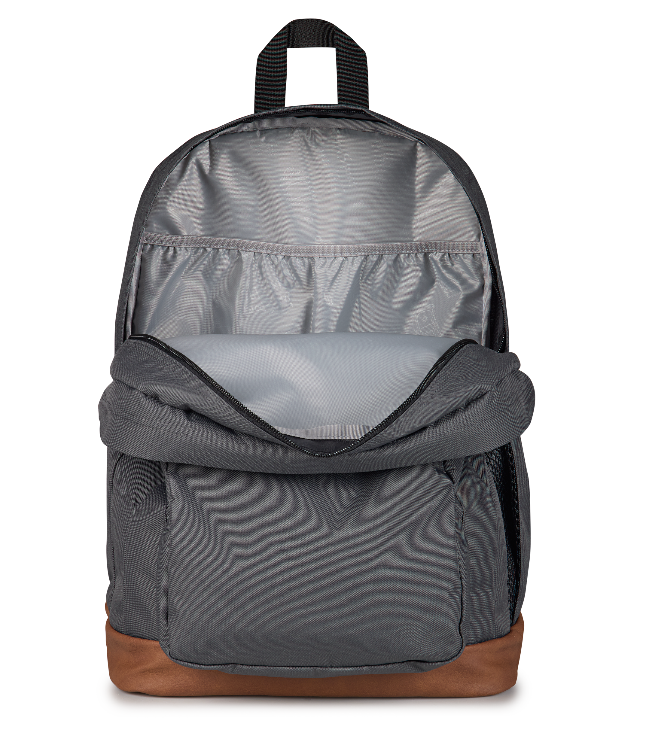 JanSport Cool Student Backpack 34L in Smokey Grit — interior view # color_Smokey Grit
