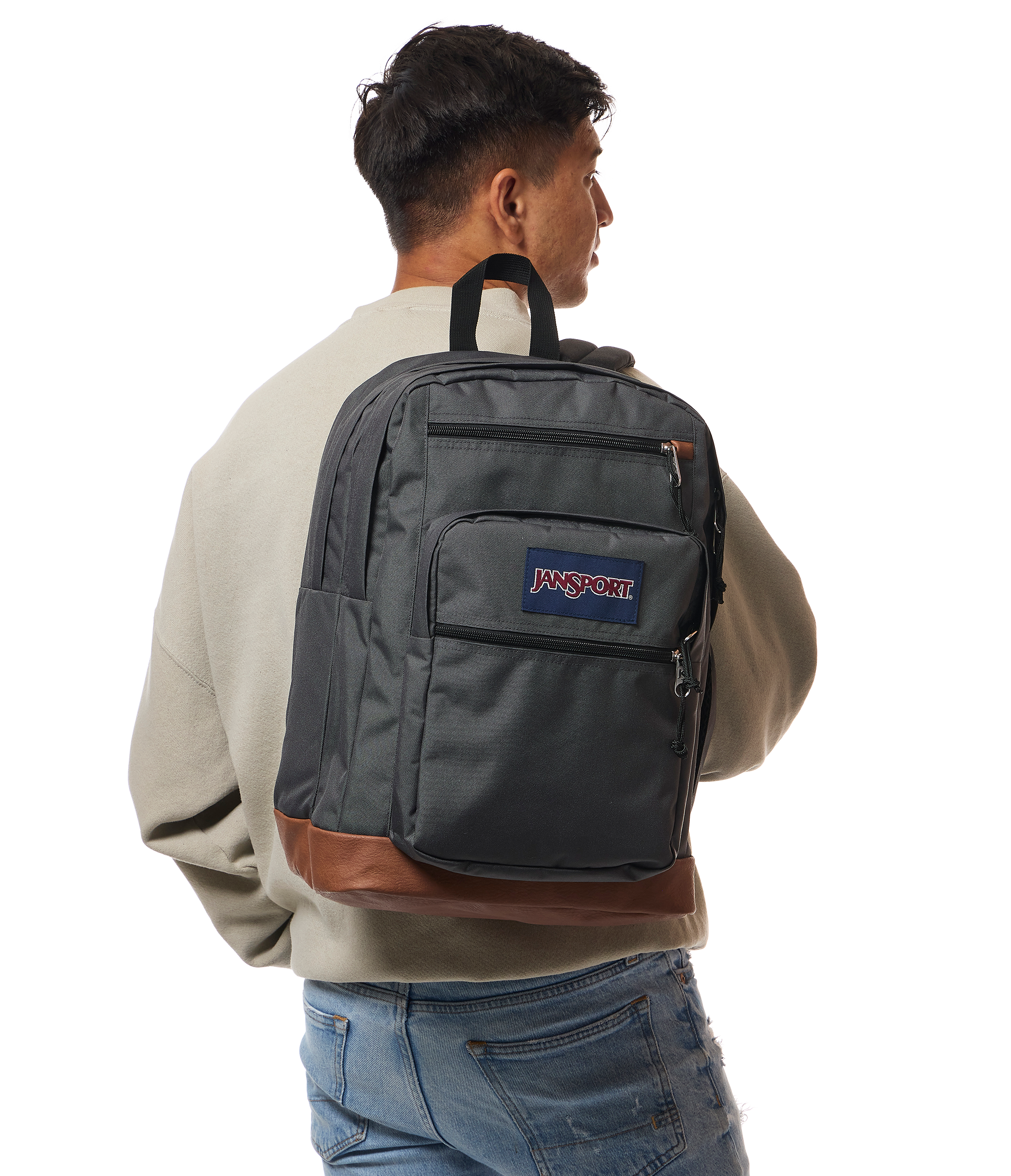 JanSport Cool Student Backpack 34L in Smokey Grit — lifestyle # color_Smokey Grit
