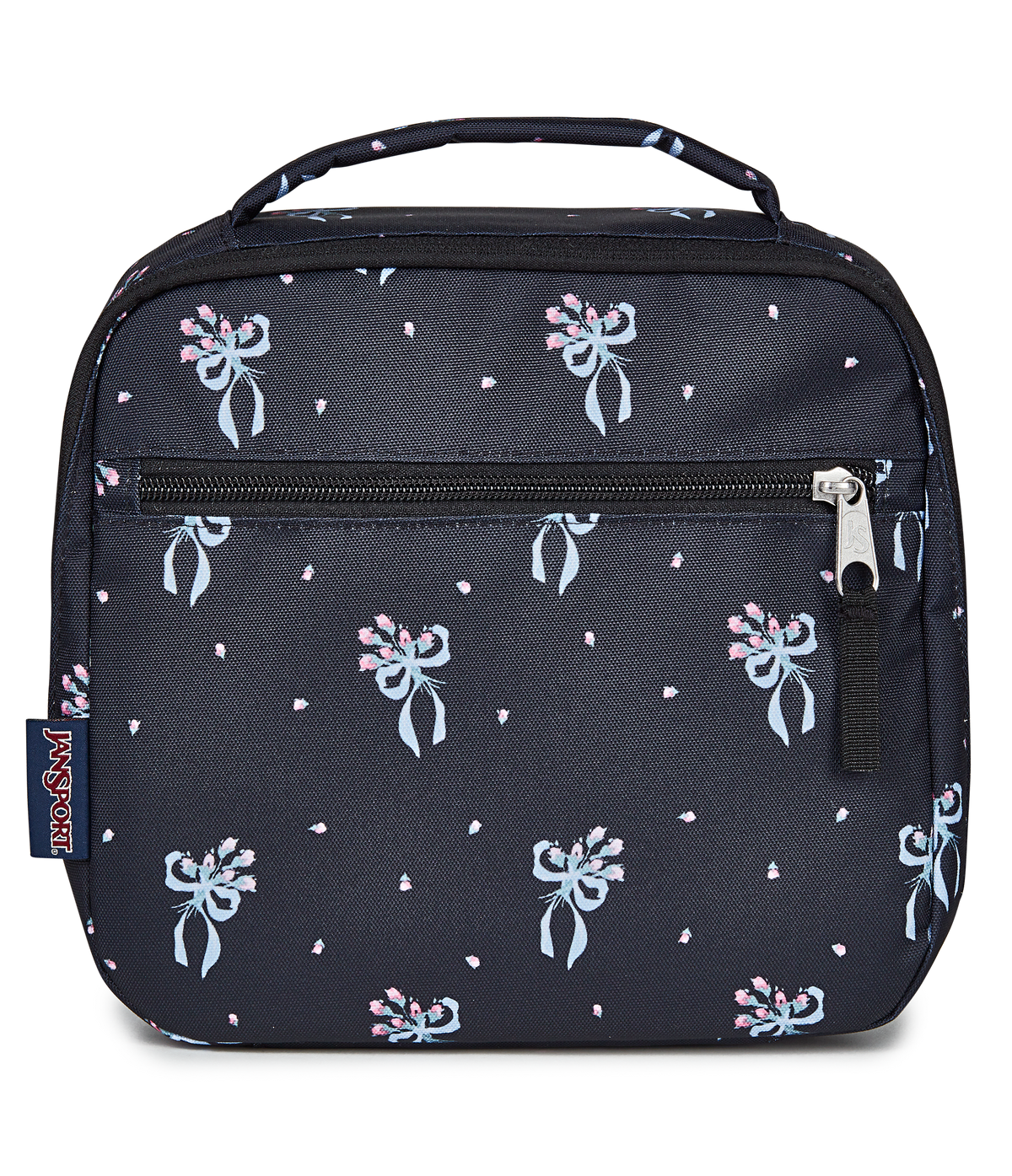 JanSport Lunch Break in Pastel Petals Black — front view # color_Pastel Petals Black