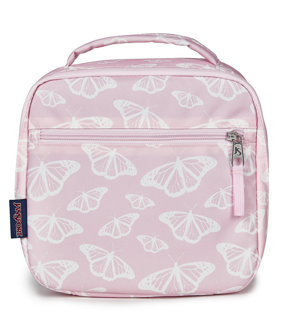 JanSport Lunch Break in Flutter By Pink — front view # color_Flutter By Pink