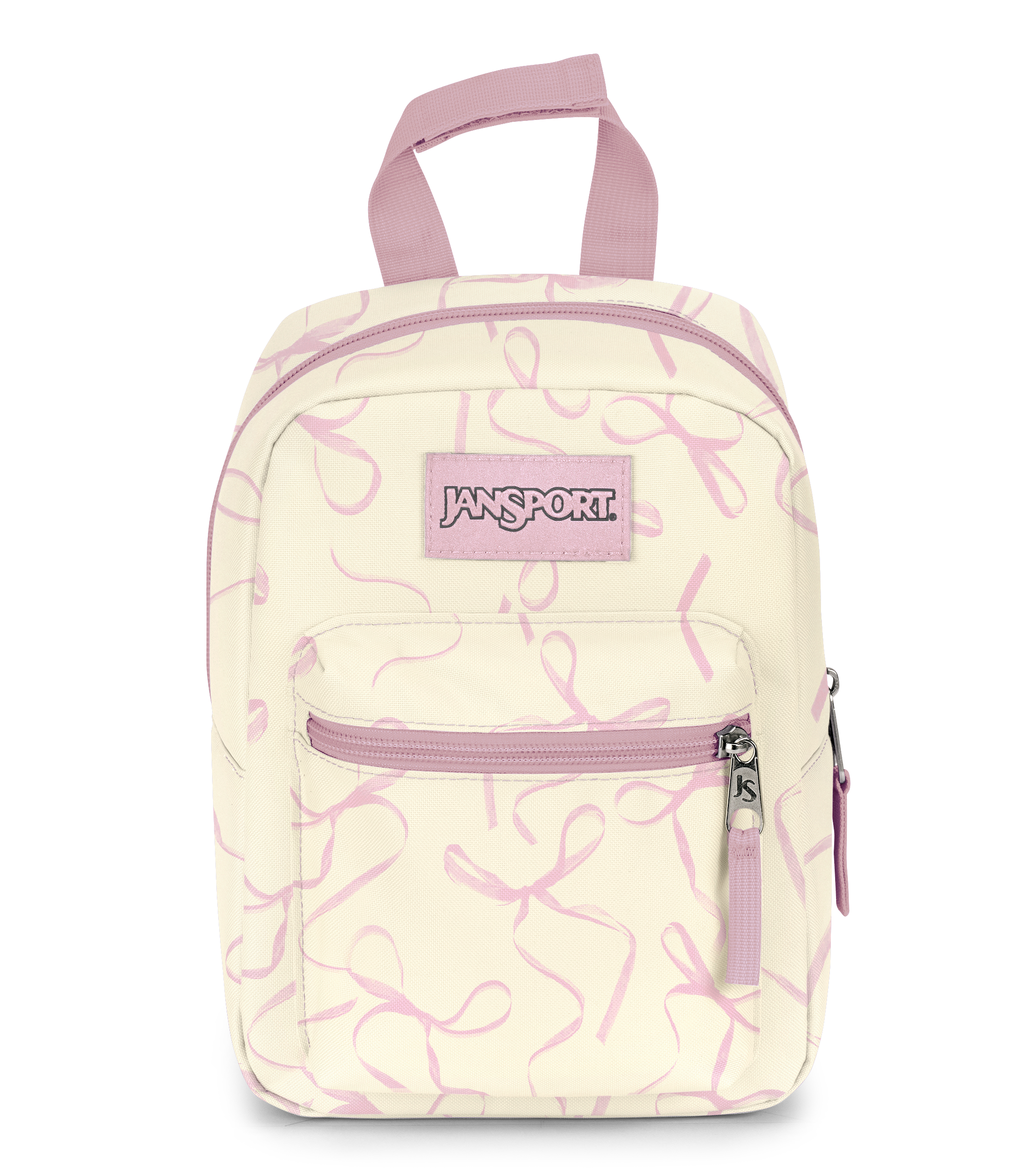 JanSport Big Break in Rows of Bows Pink Ice — front view