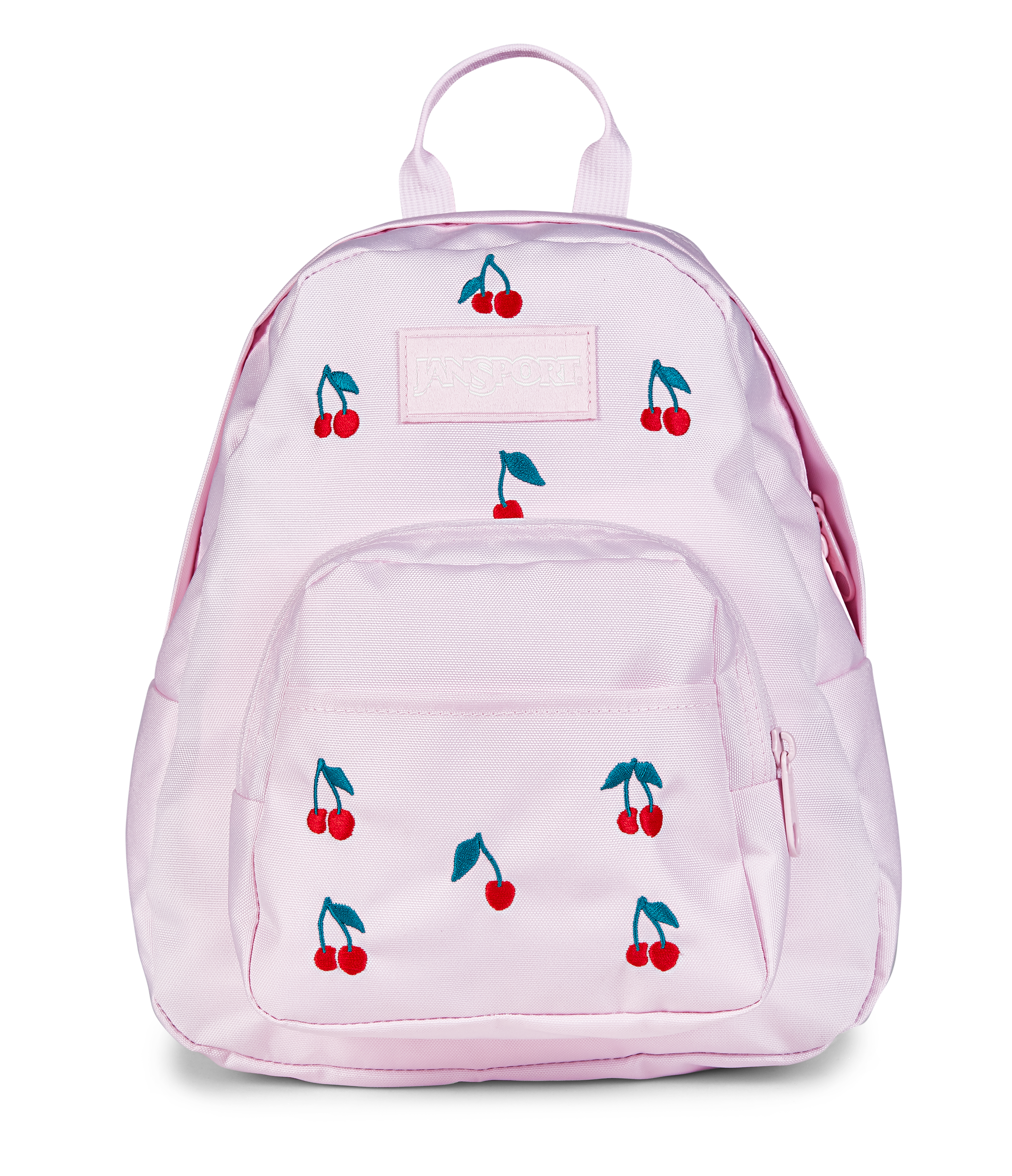 JanSport Half Pint FX in Pink Ice Cherry Embroidery — front view