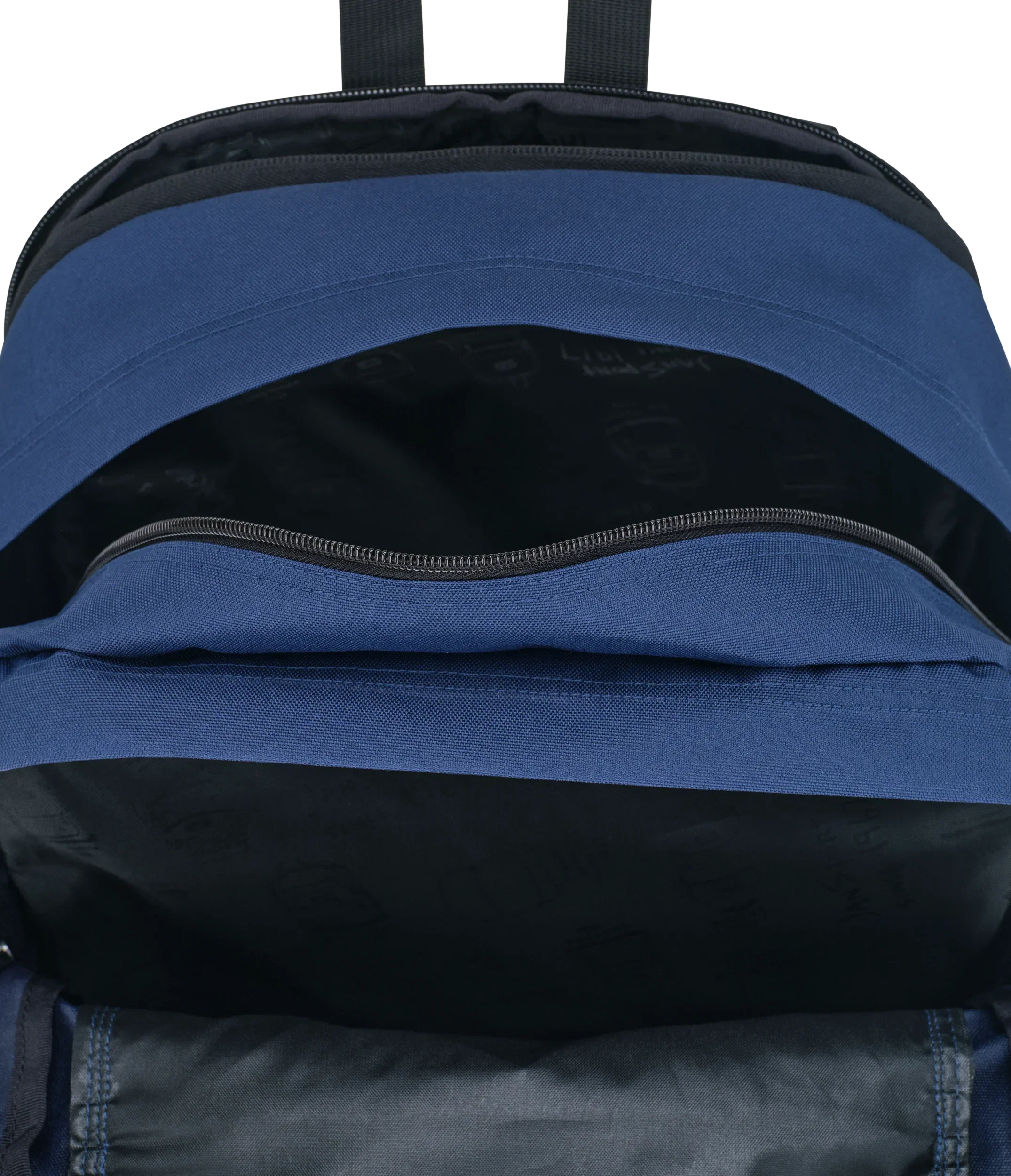 JanSport Big Student Backpack 34L in Navy — interior view # color_Navy