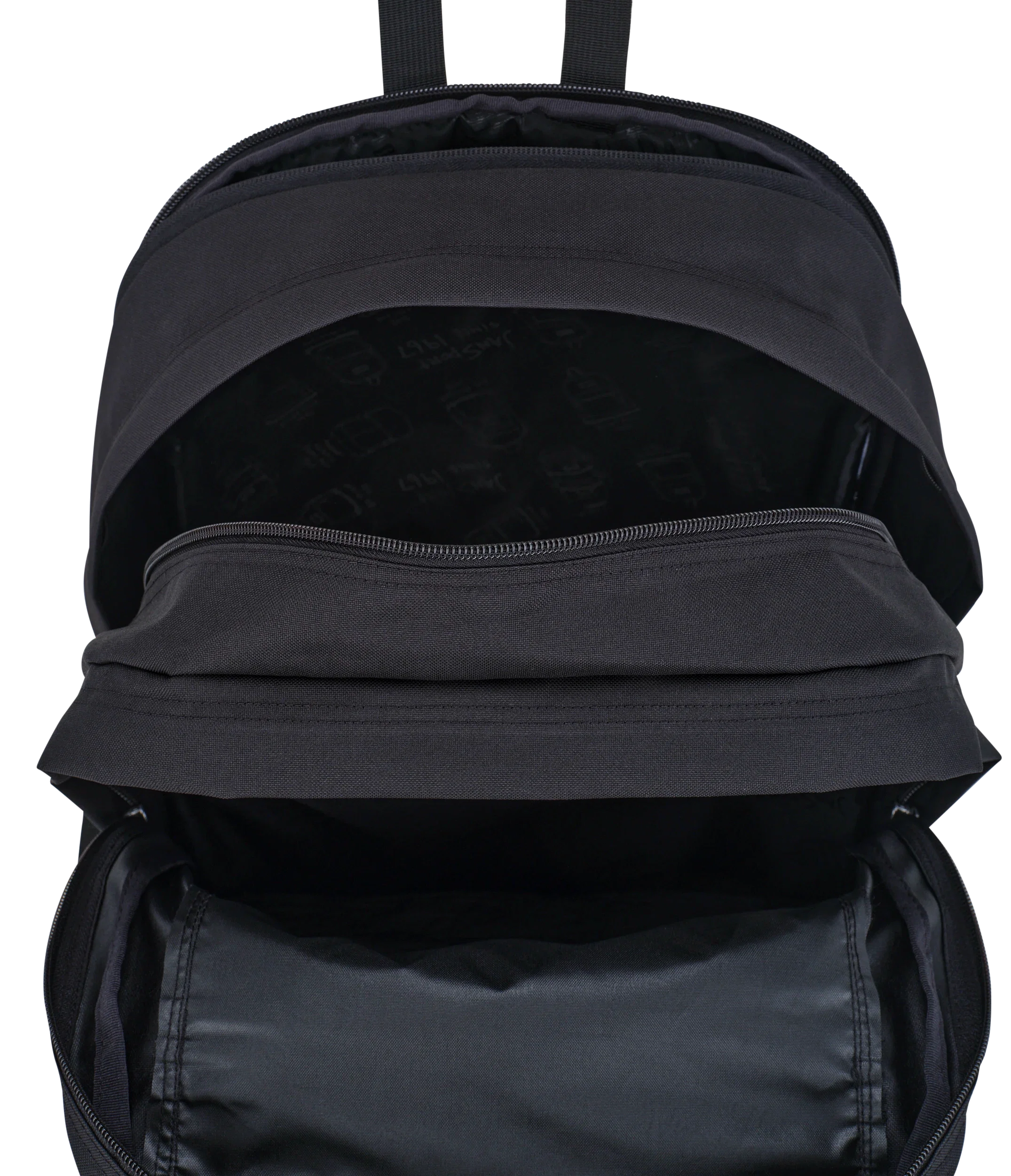 JanSport Big Student Backpack 34L in Black — interior view # color_Black