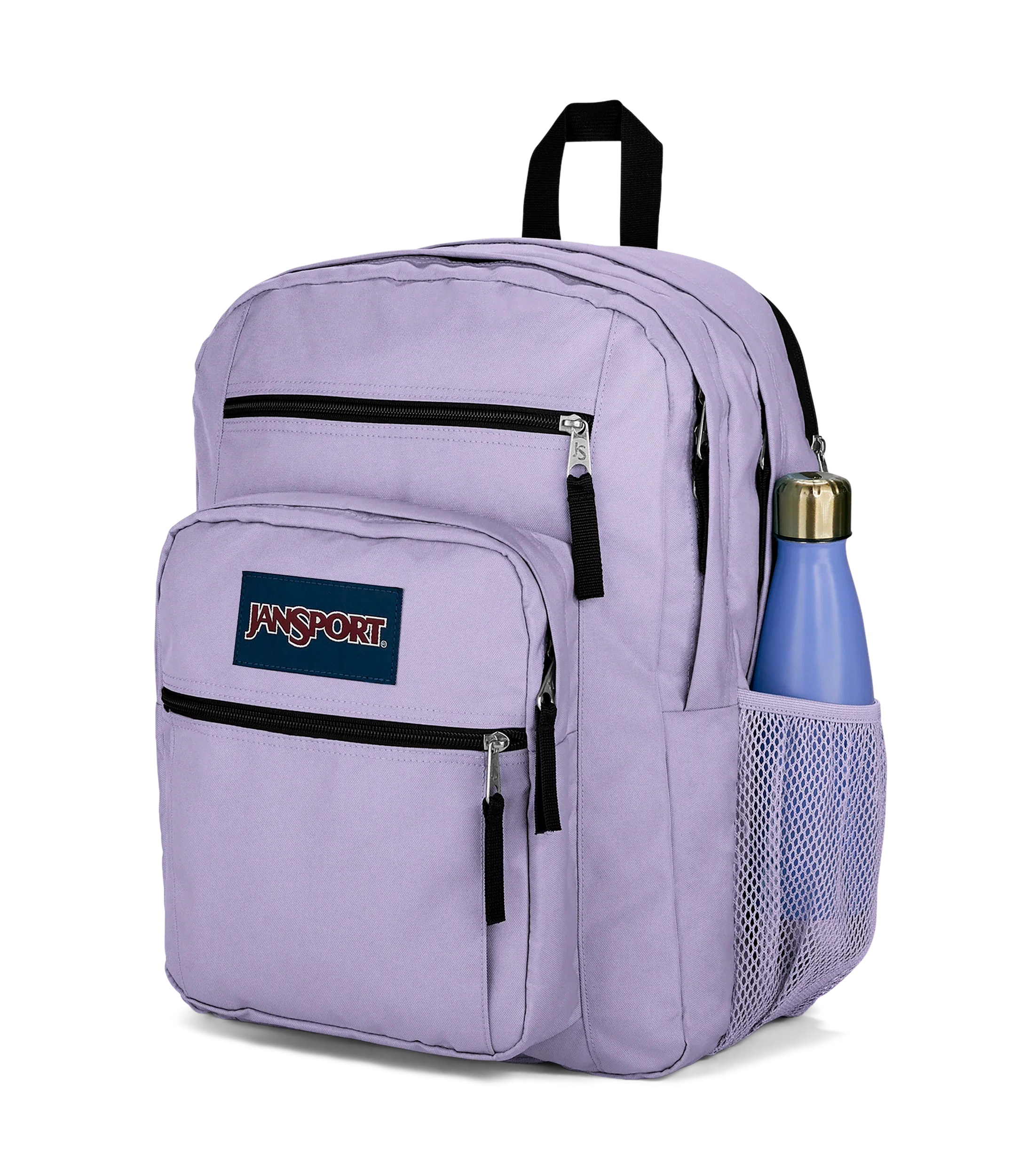 JanSport Big Student Backpack 34L in Pastel Lilac — detail view # color_Pastel Lilac