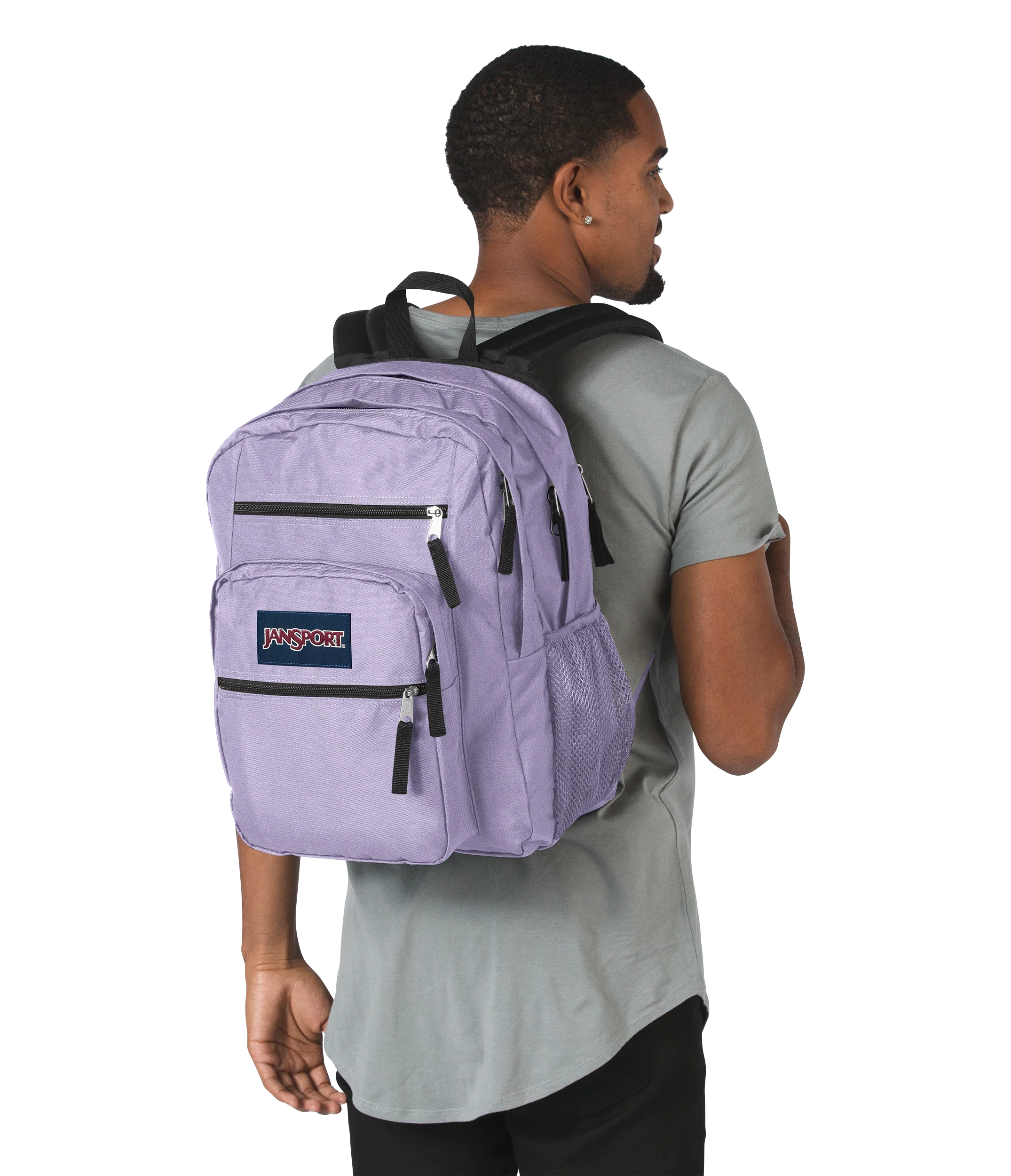 JanSport Big Student Backpack 34L in Pastel Lilac — lifestyle # color_Pastel Lilac