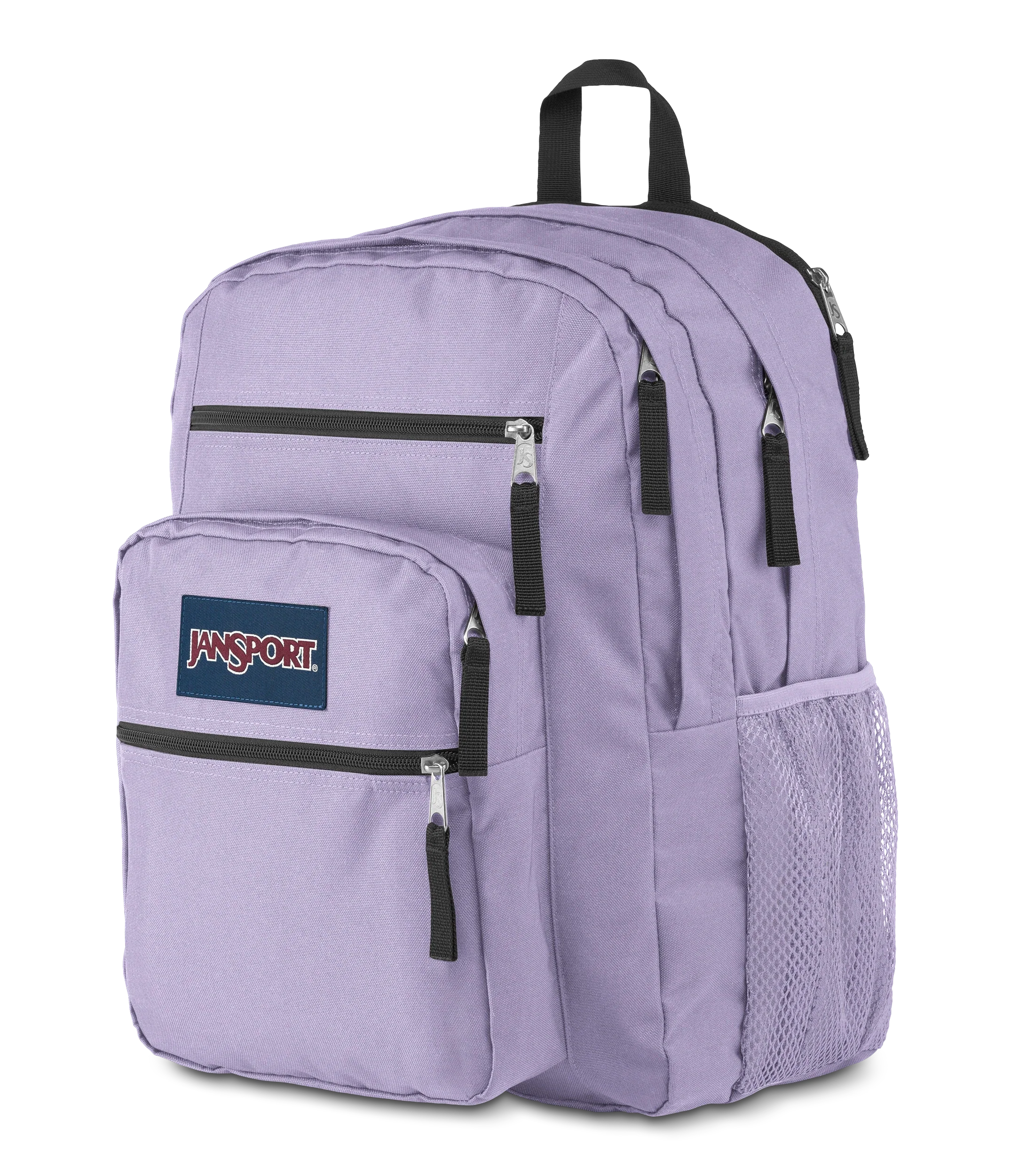 JanSport Big Student Backpack 34L in Pastel Lilac — angle view 2 # color_Pastel Lilac