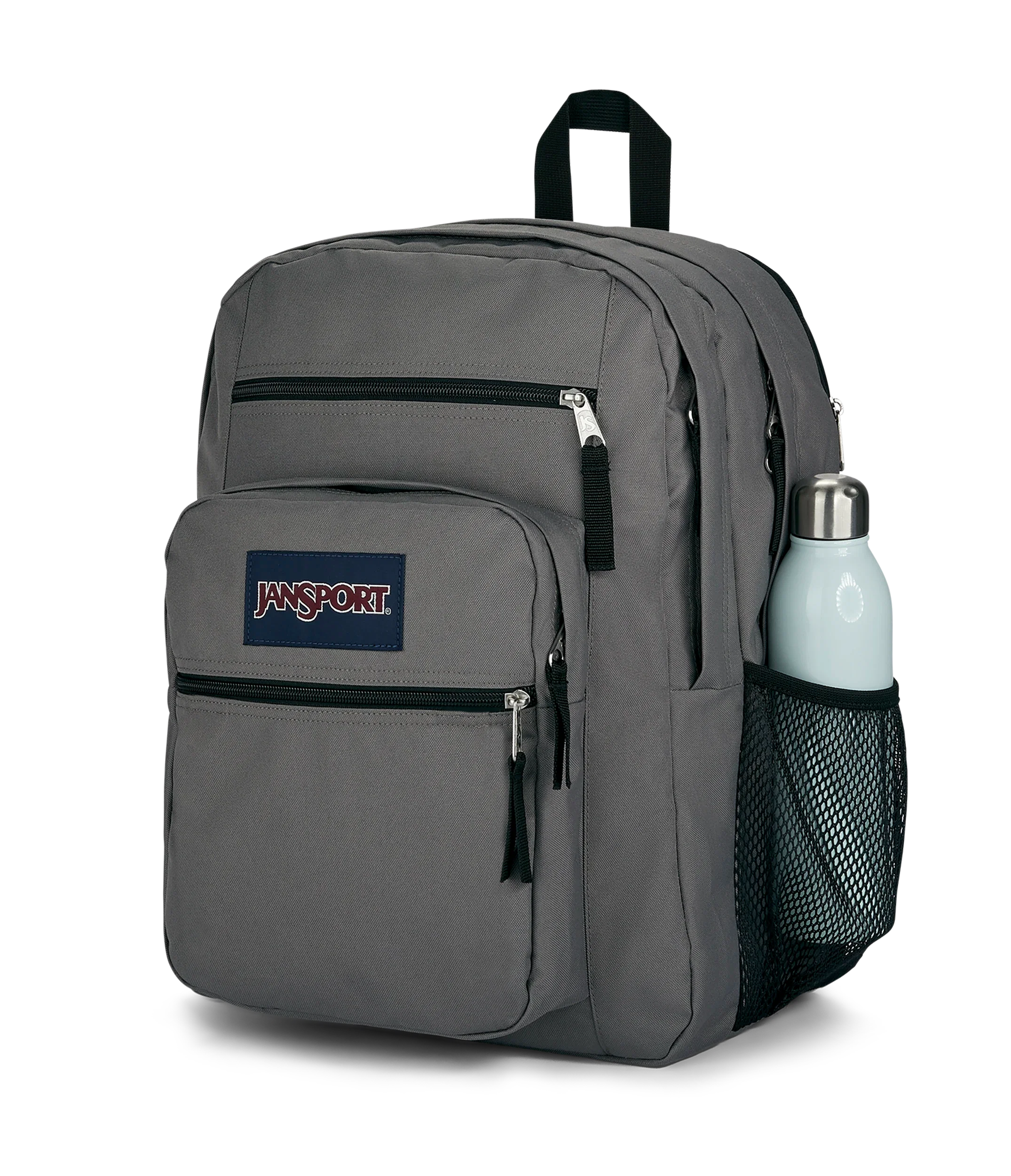 JanSport Big Student Backpack 34L in Graphite Grey — detail view # color_Graphite Grey
