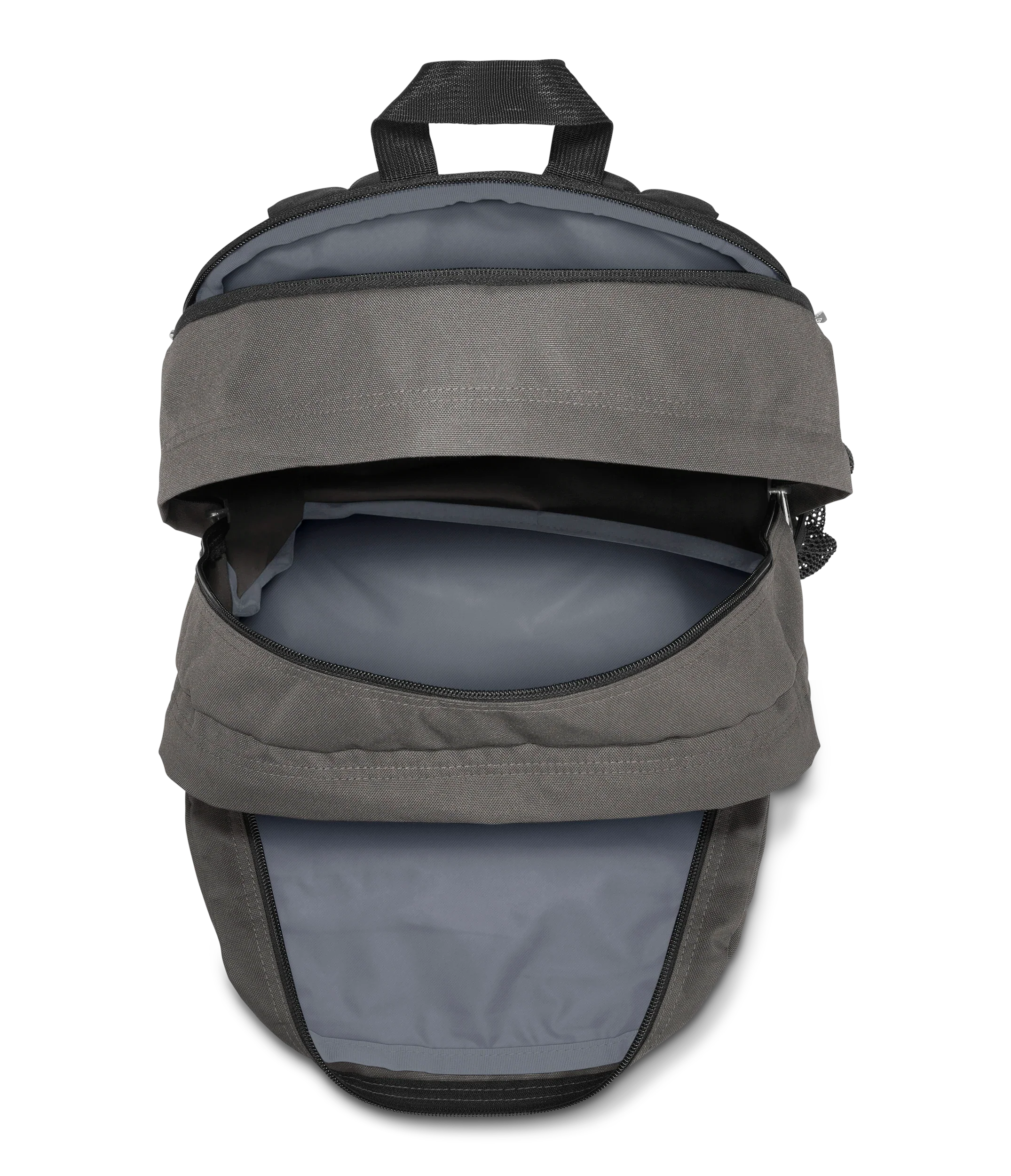 JanSport Big Student Backpack 34L in Graphite Grey — interior view # color_Graphite Grey