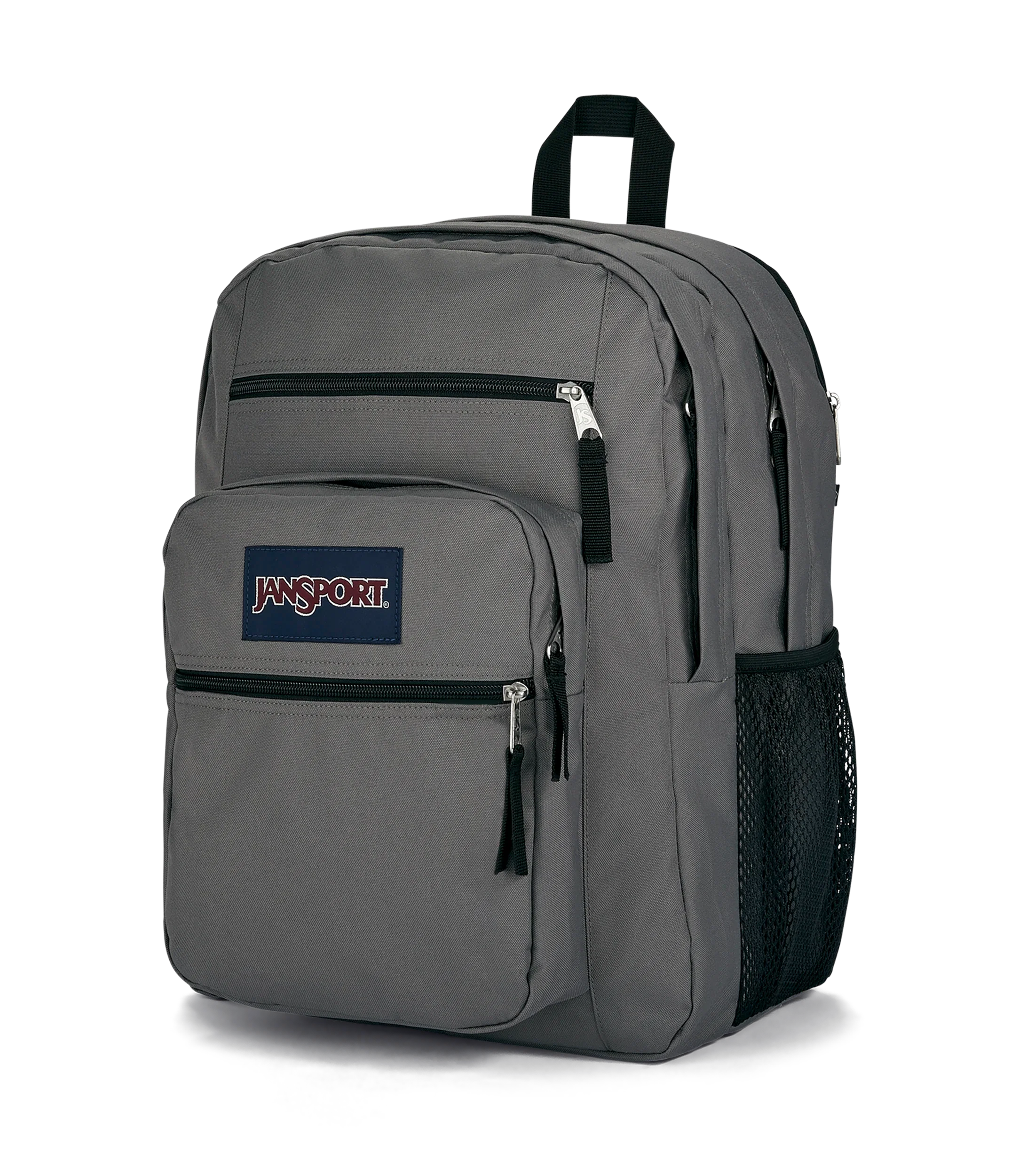JanSport Big Student Backpack 34L in Graphite Grey — angle view 2 # color_Graphite Grey