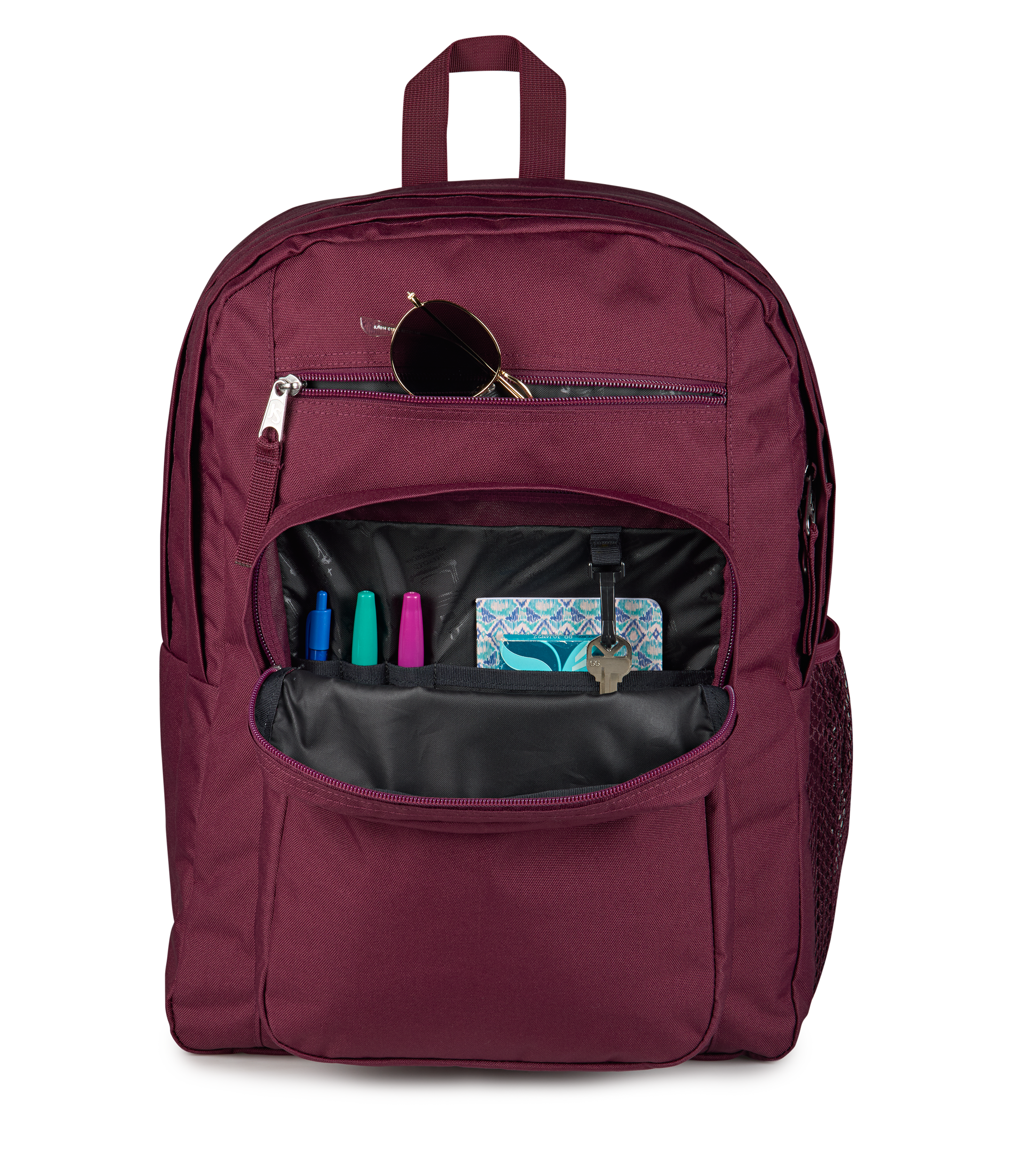 JanSport Big Student Backpack 34L in Cherry Lacquer — detail view 3 # color_Cherry Lacquer