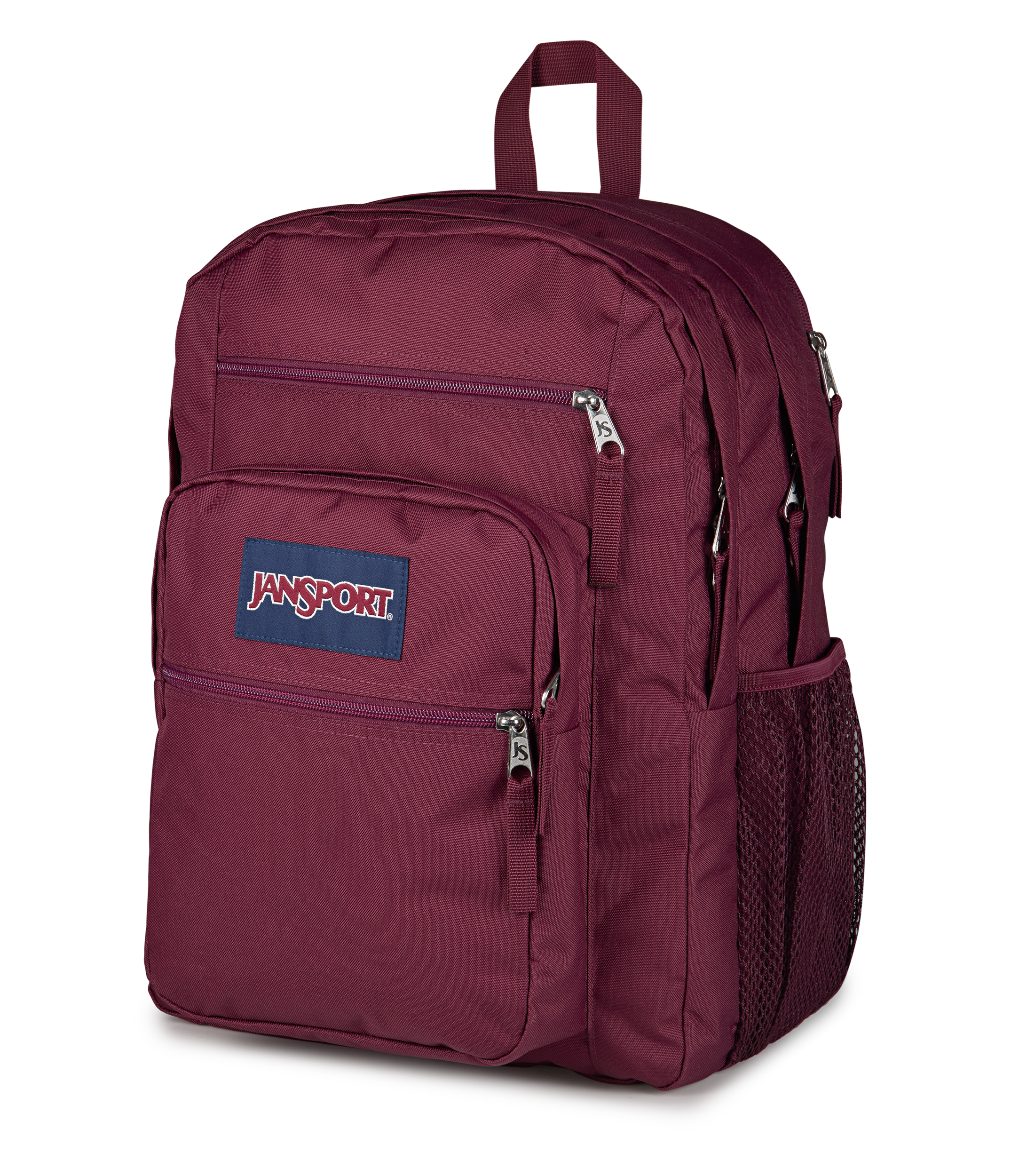 JanSport Big Student Backpack 34L in Cherry Lacquer — angle view 2 # color_Cherry Lacquer