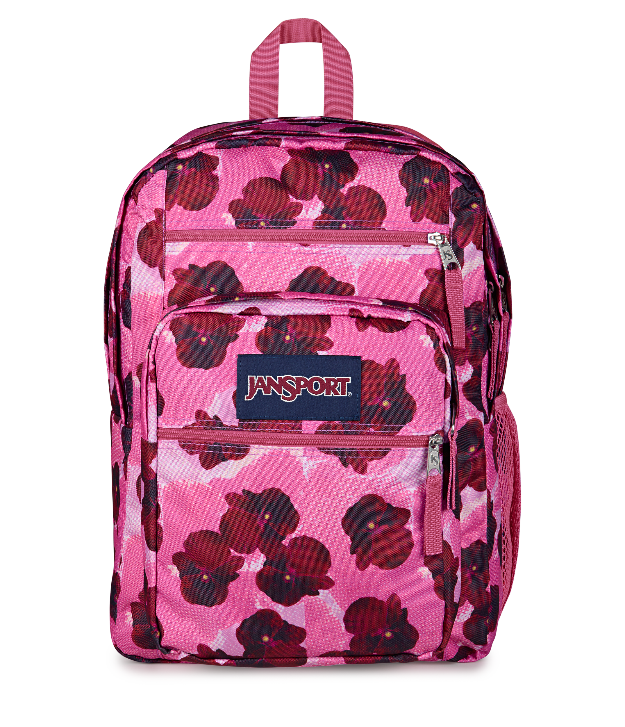 JanSport Big Student Backpack 34L in Pop Art Pansies — front view # color_Pop Art Pansies
