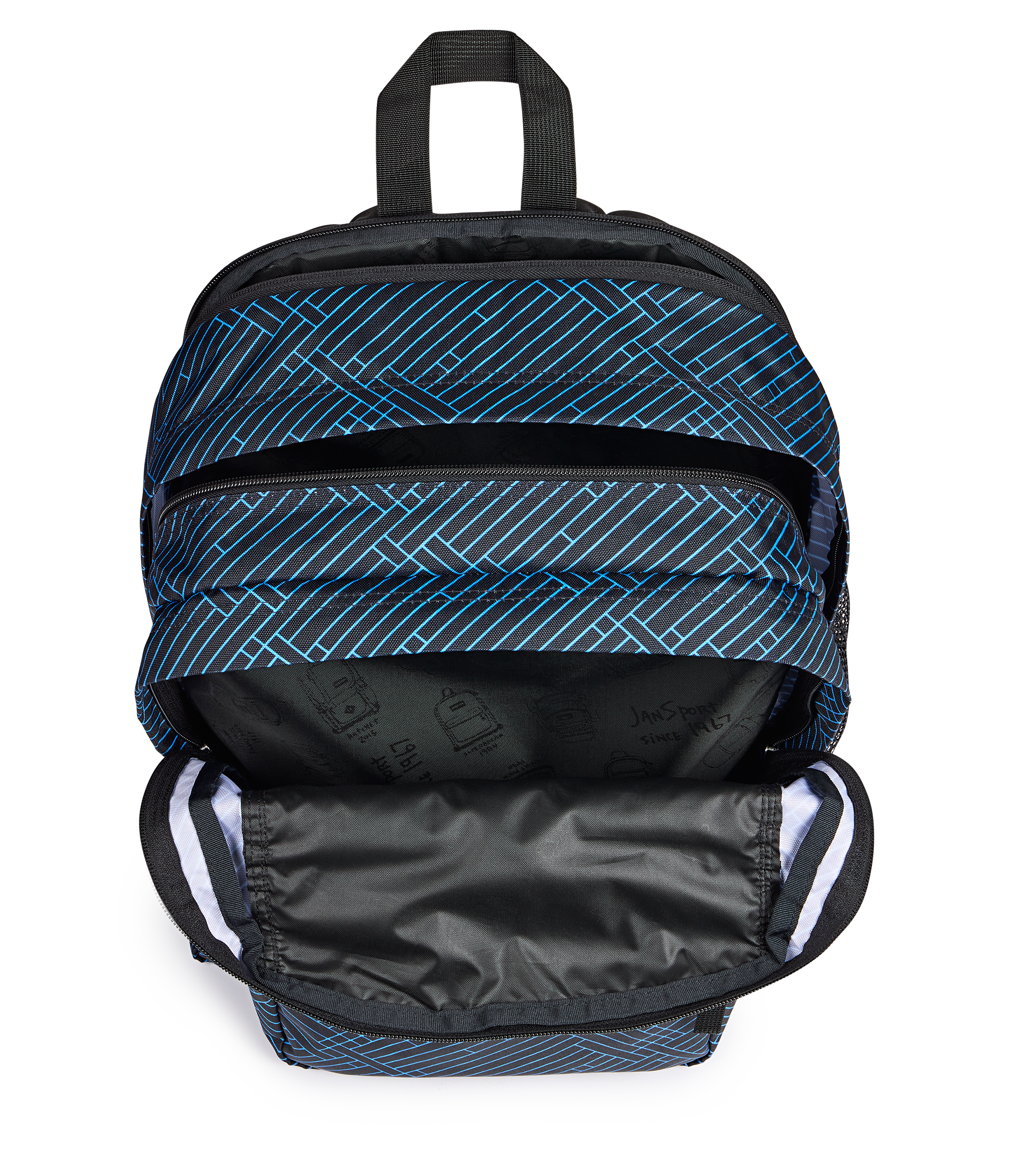 JanSport Big Student Backpack 34L in Team Stripes — interior view # color_Team Stripes