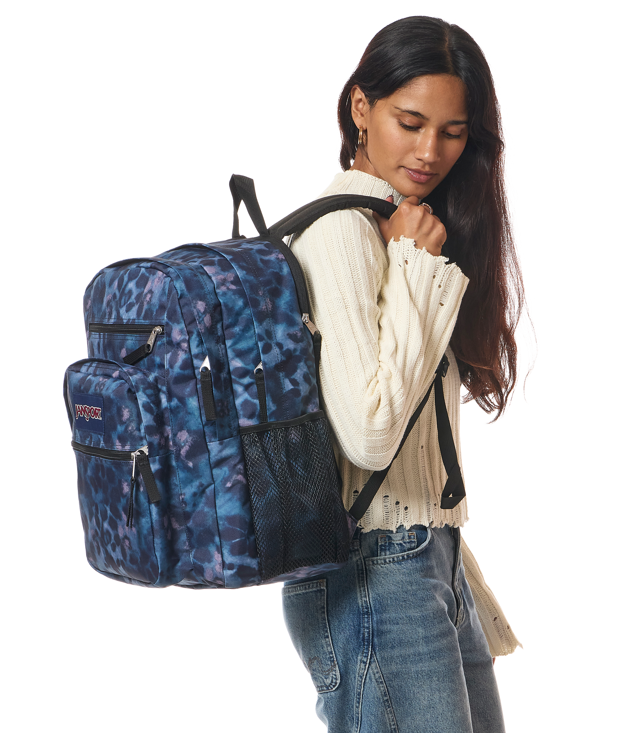 JanSport Big Student Backpack 34L in Ghostly Floral — lifestyle # color_Ghostly Floral