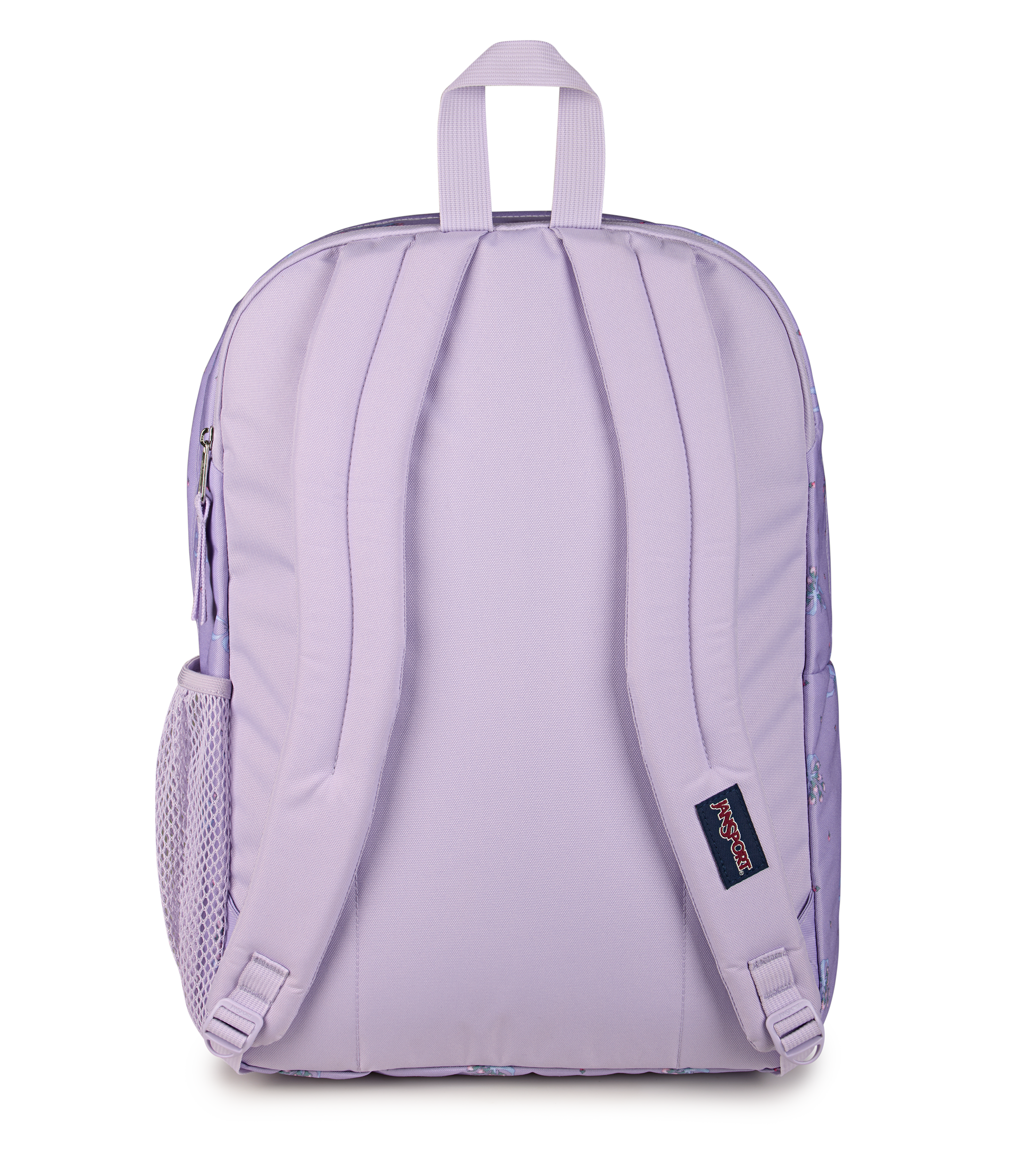 JanSport Big Student Backpack 34L in Pastel Petals Lilac — back view # color_Pastel Petals Lilac