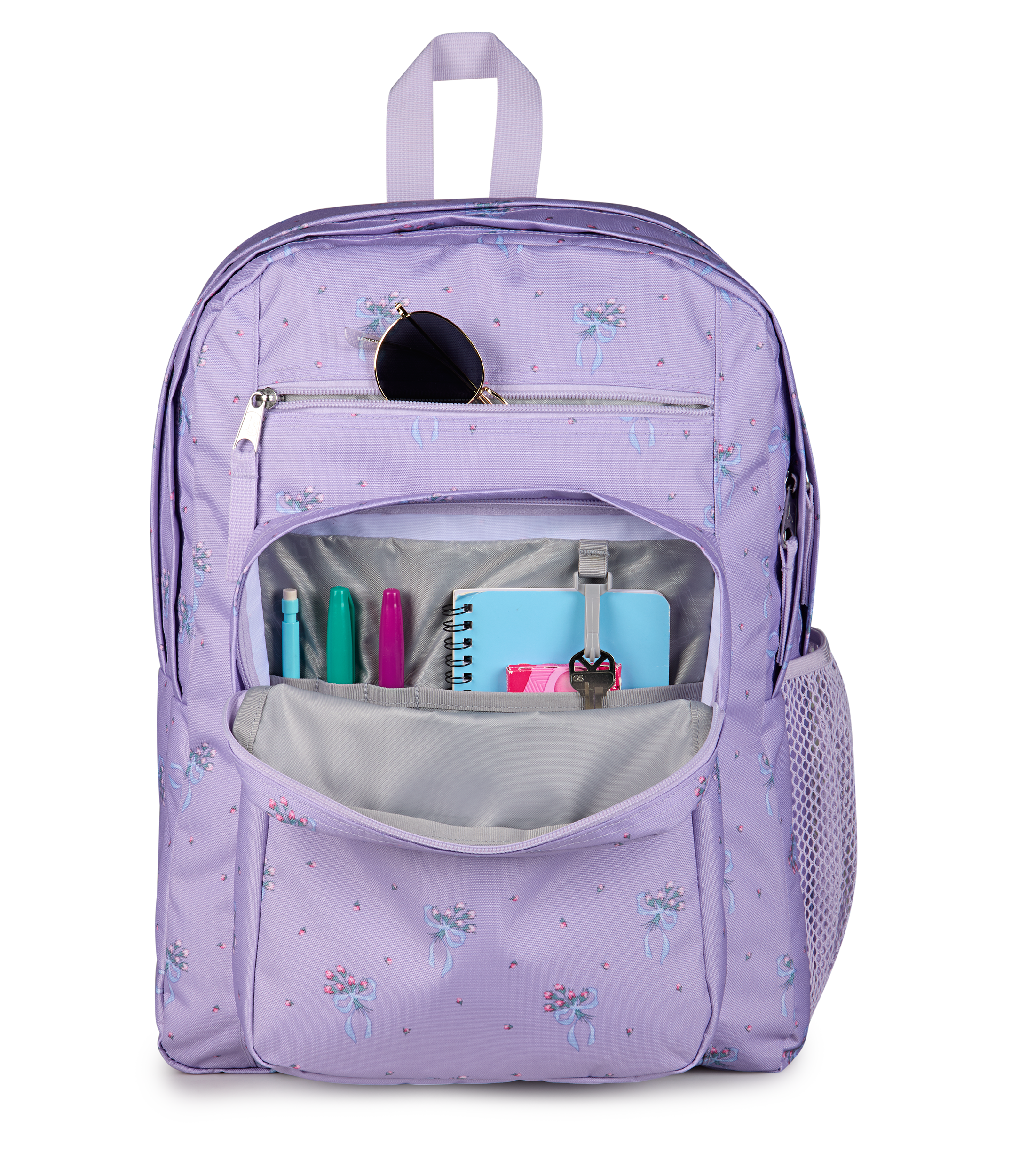 JanSport Big Student Backpack 34L in Pastel Petals Lilac — detail view 3 # color_Pastel Petals Lilac