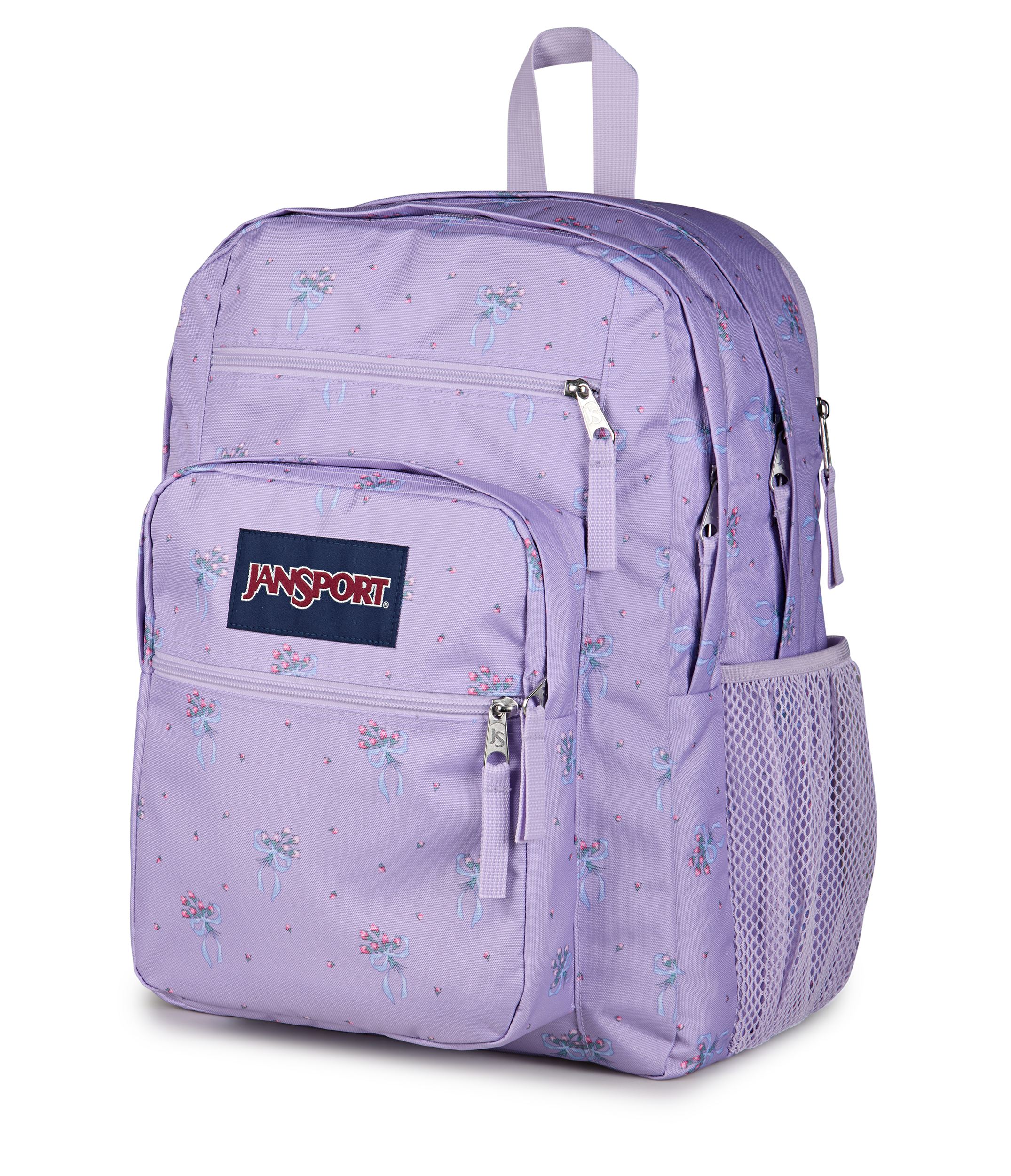 JanSport Big Student Backpack 34L in Pastel Petals Lilac — angle view 2 # color_Pastel Petals Lilac