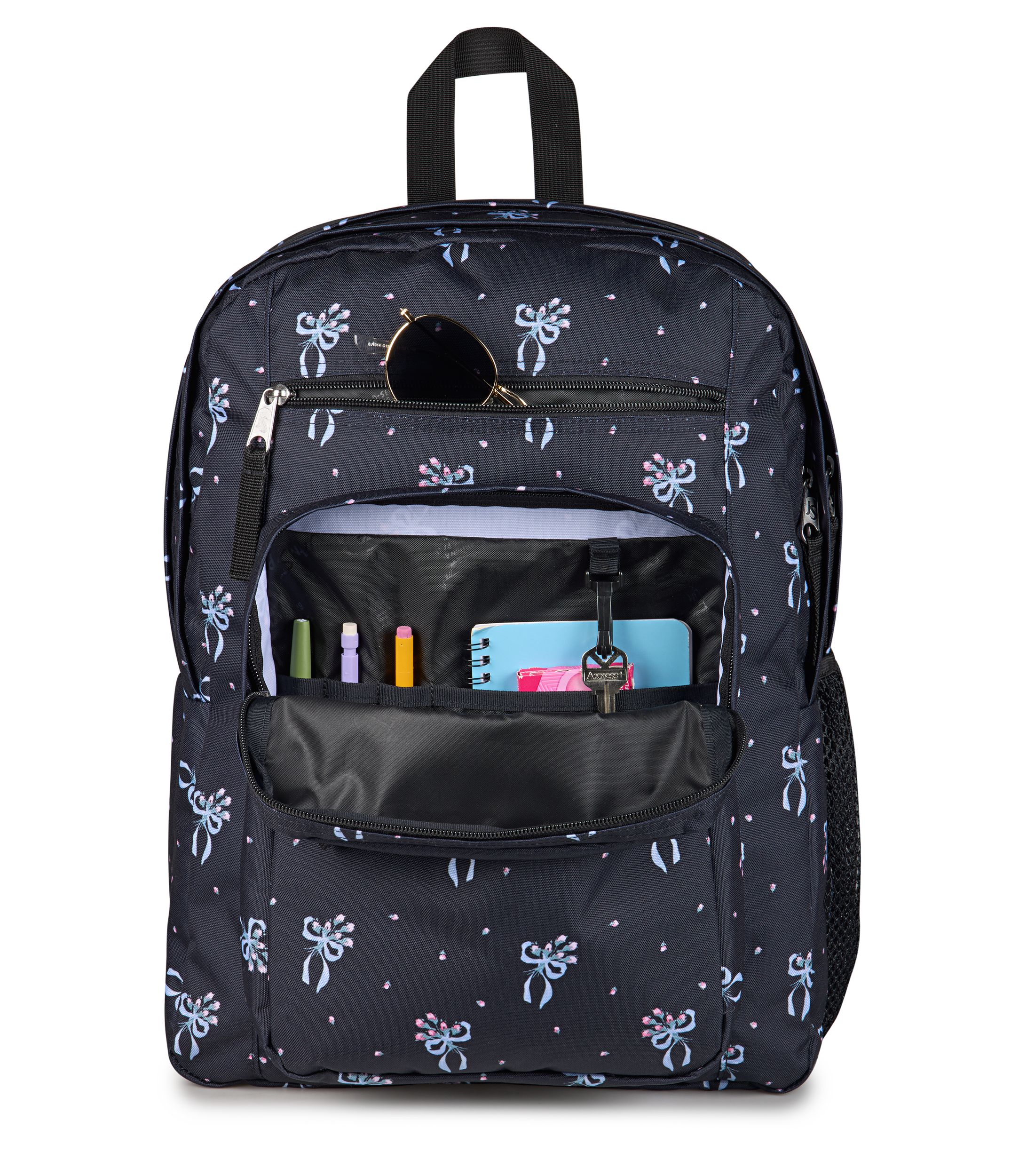 JanSport Big Student Backpack 34L in Pastel Petals Black — detail view 3 # color_Pastel Petals Black
