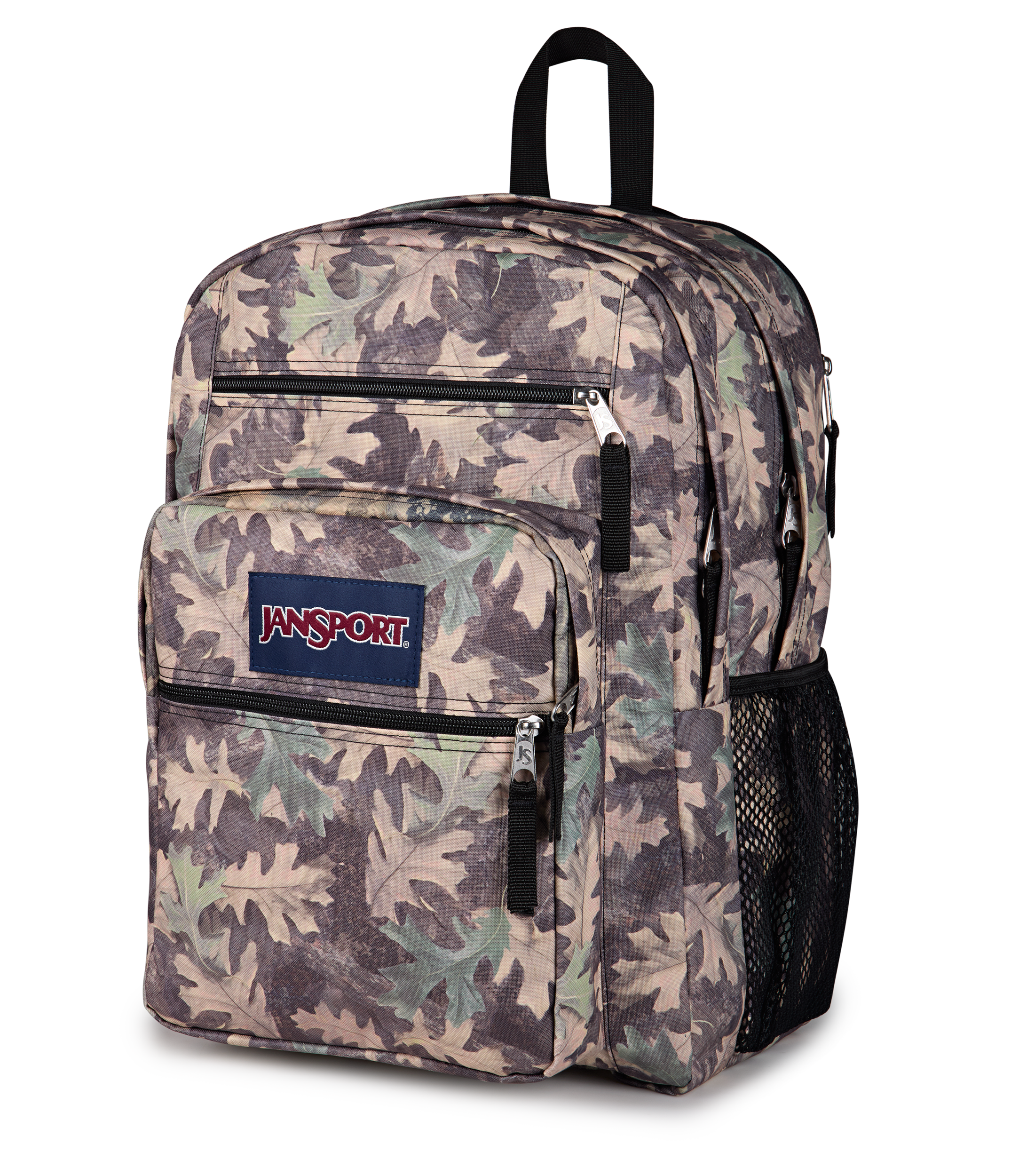 JanSport Big Student Backpack 34L in Woodland Camo — angle view 2 # color_Woodland Camo