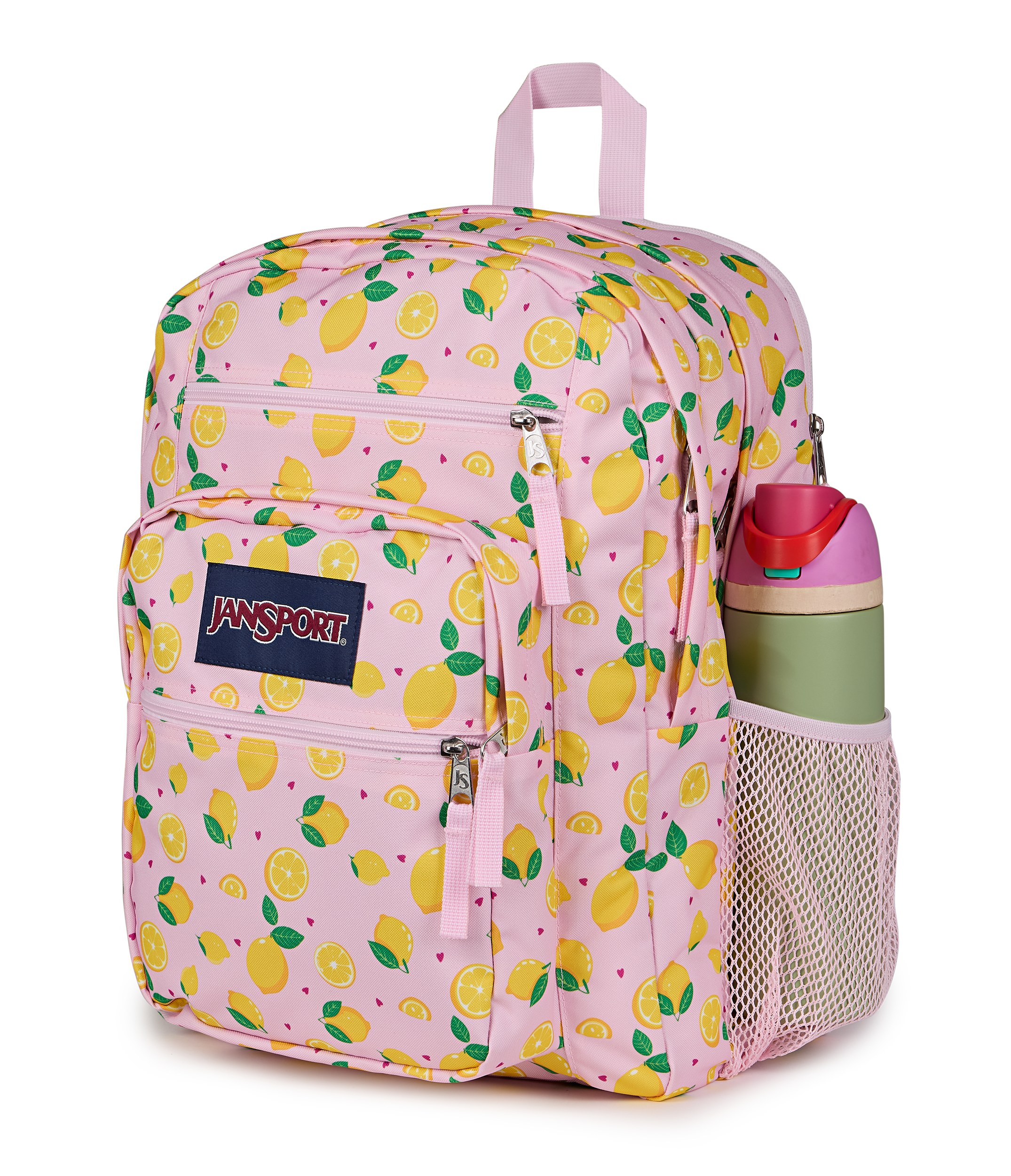 JanSport Big Student Backpack 34L in Lemonade Stand — detail view # color_Lemonade Stand