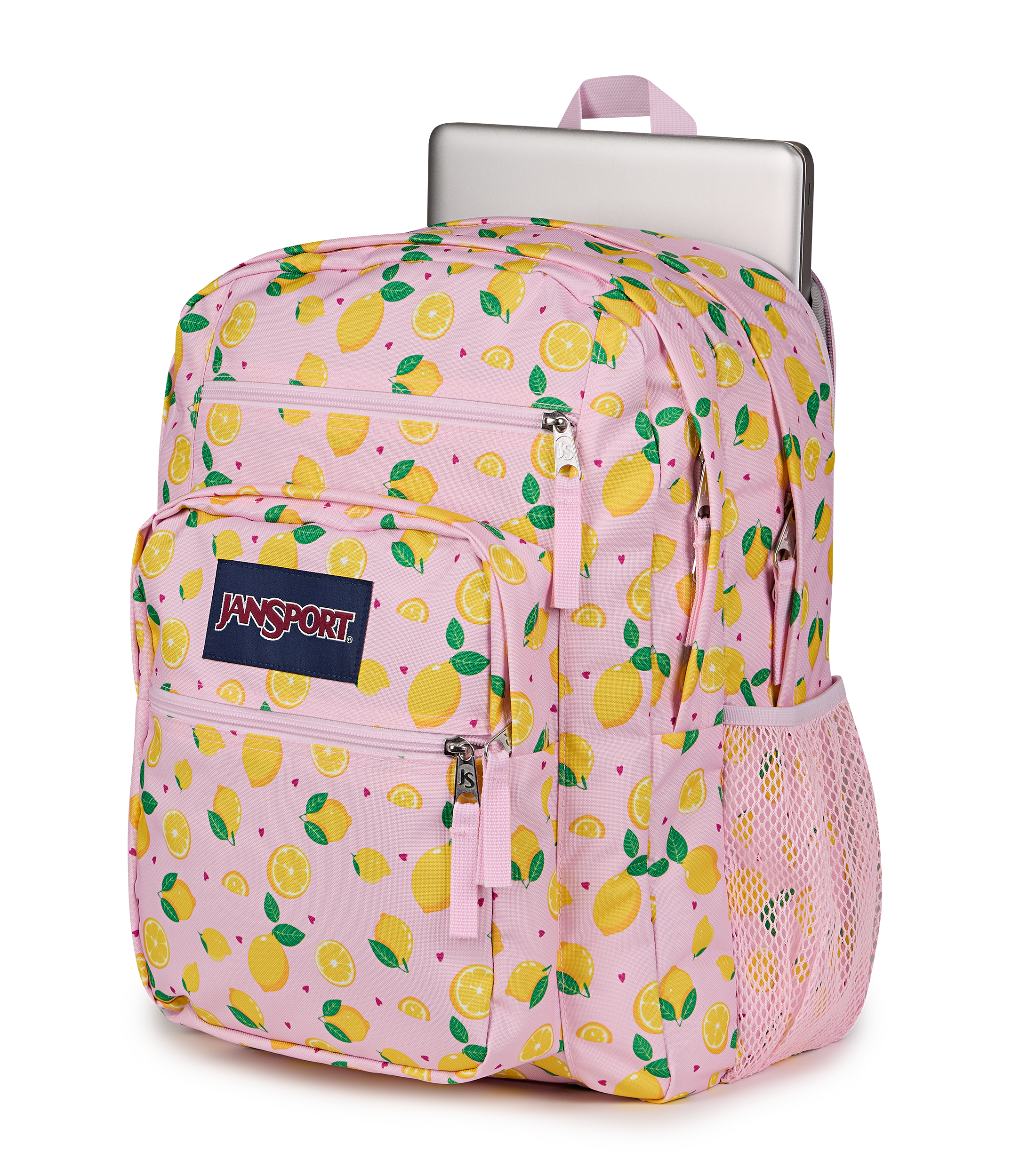 JanSport Big Student Backpack 34L in Lemonade Stand — detail view 2 # color_Lemonade Stand