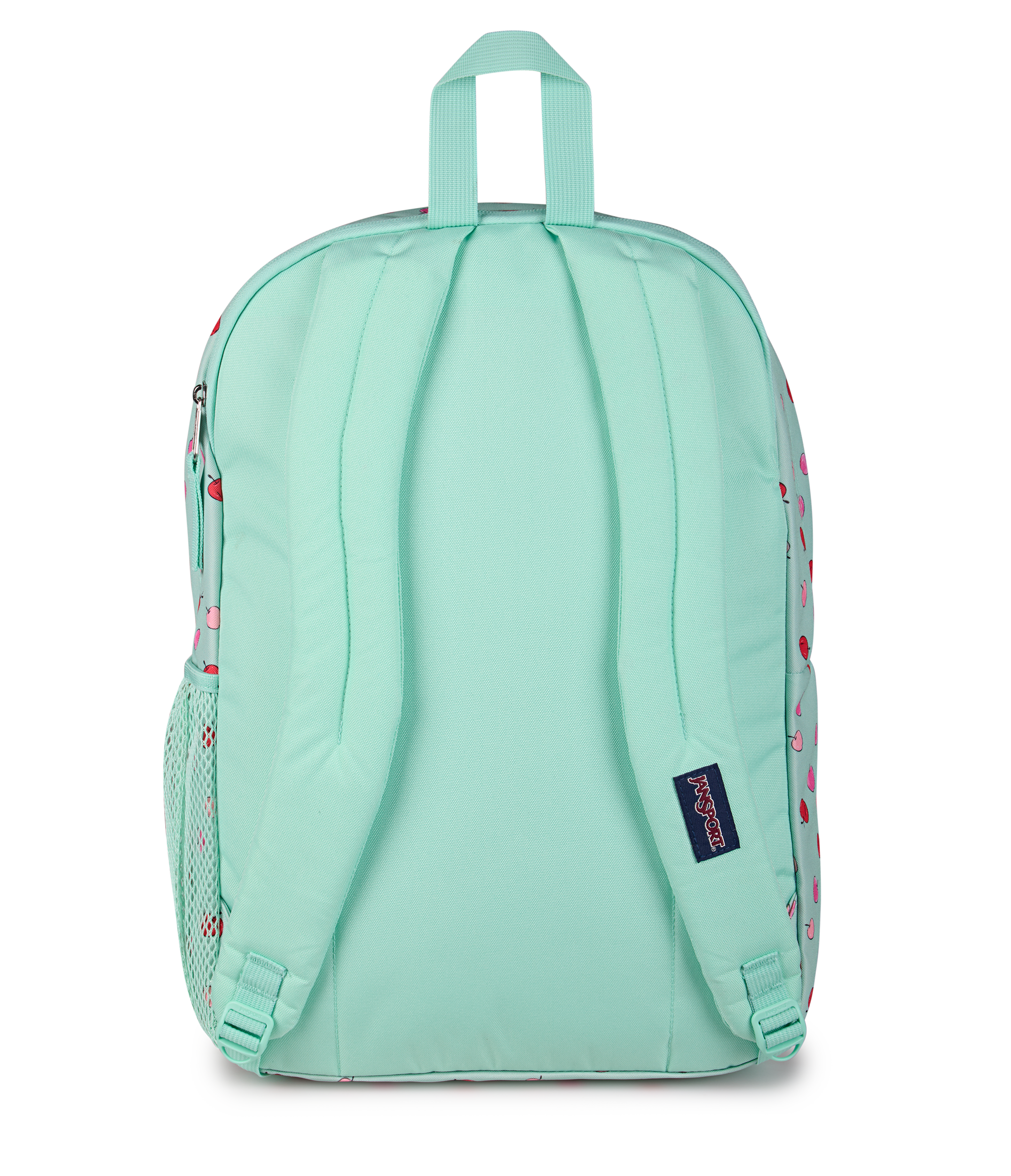 JanSport Big Student Backpack 34L in Apple Orchard Magic Mint — back view # color_Apple Orchard Magic Mint