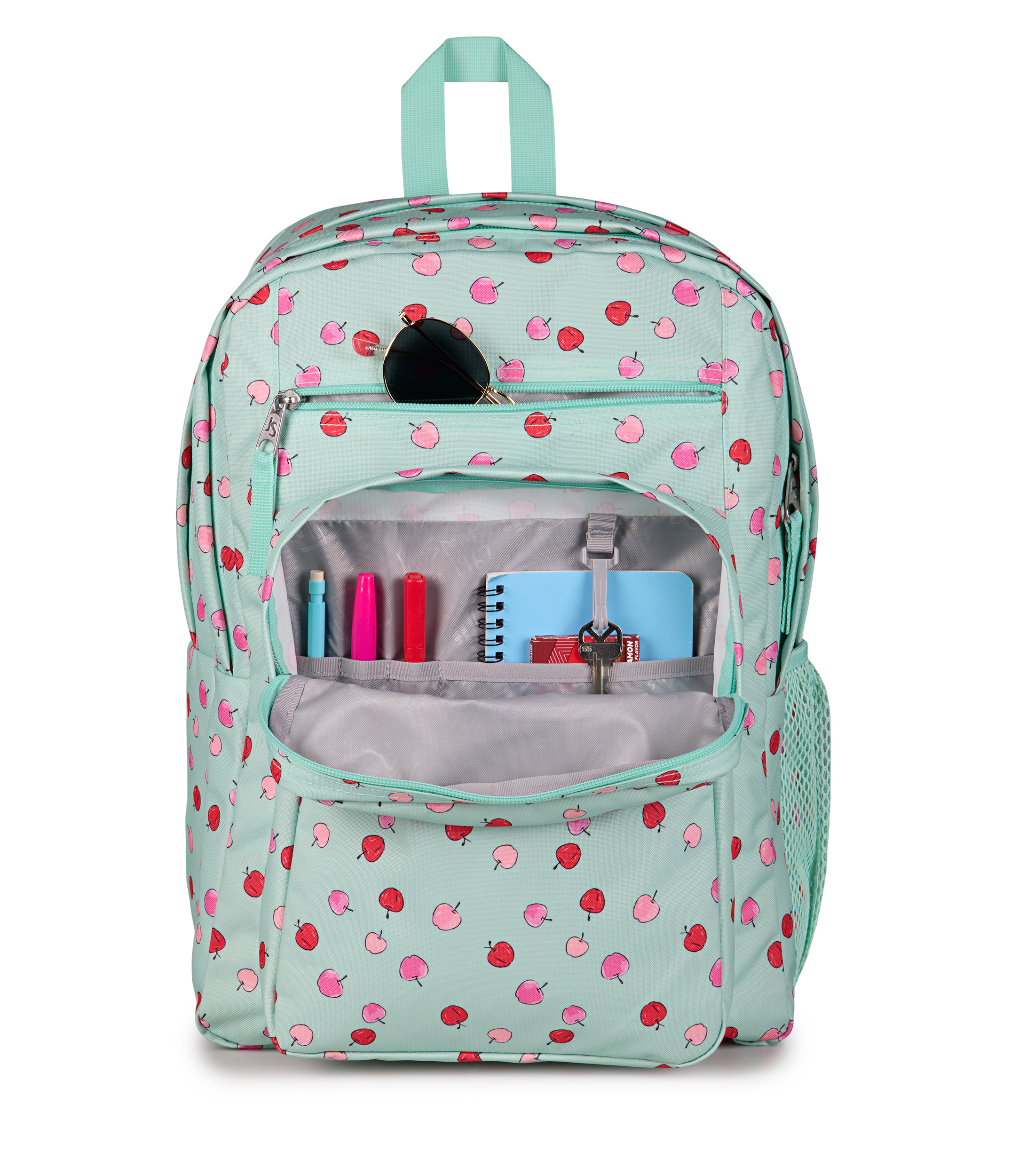 JanSport Big Student Backpack 34L in Apple Orchard Magic Mint — detail view 3 # color_Apple Orchard Magic Mint