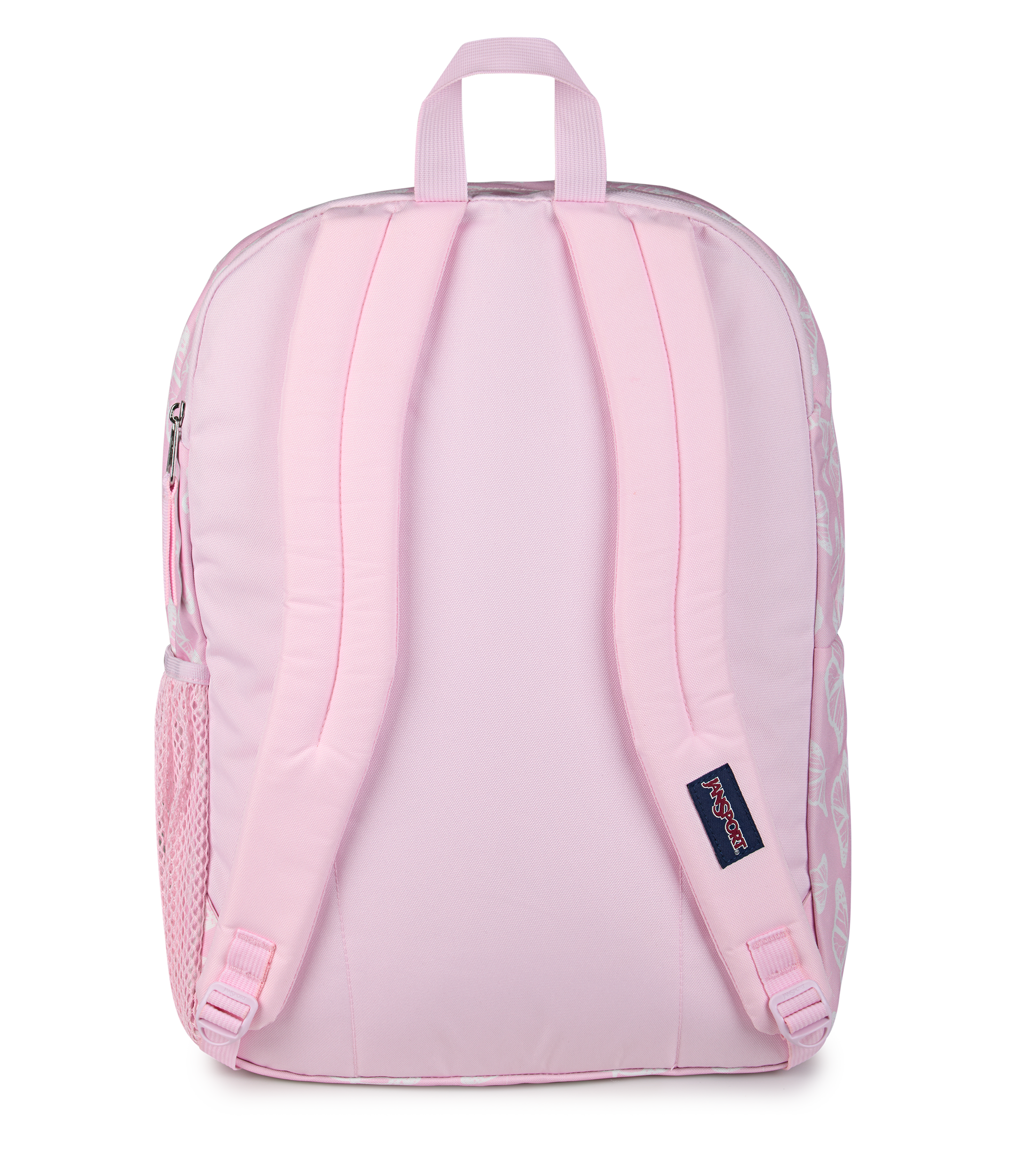 JanSport Big Student Backpack 34L in Flutter By Pink — back view # color_Flutter By Pink