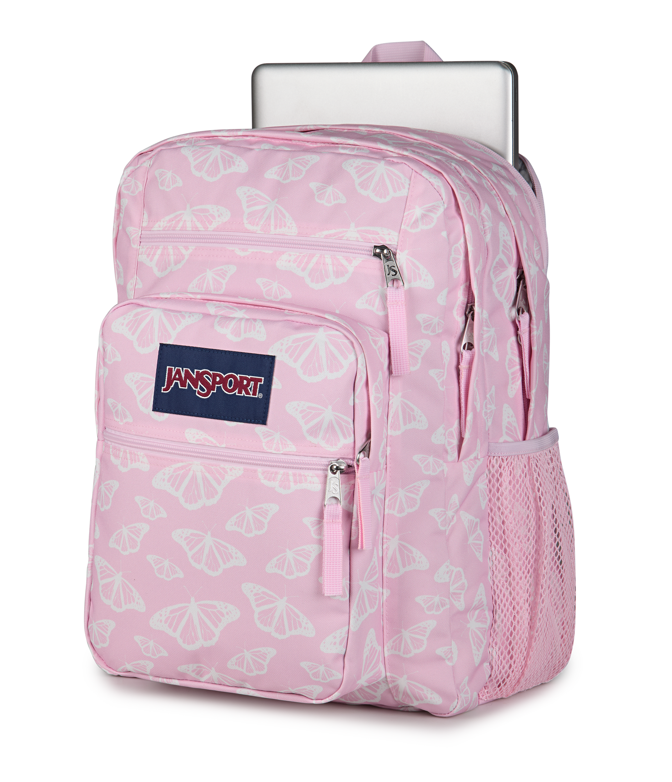JanSport Big Student Backpack 34L in Flutter By Pink — detail view 2 # color_Flutter By Pink