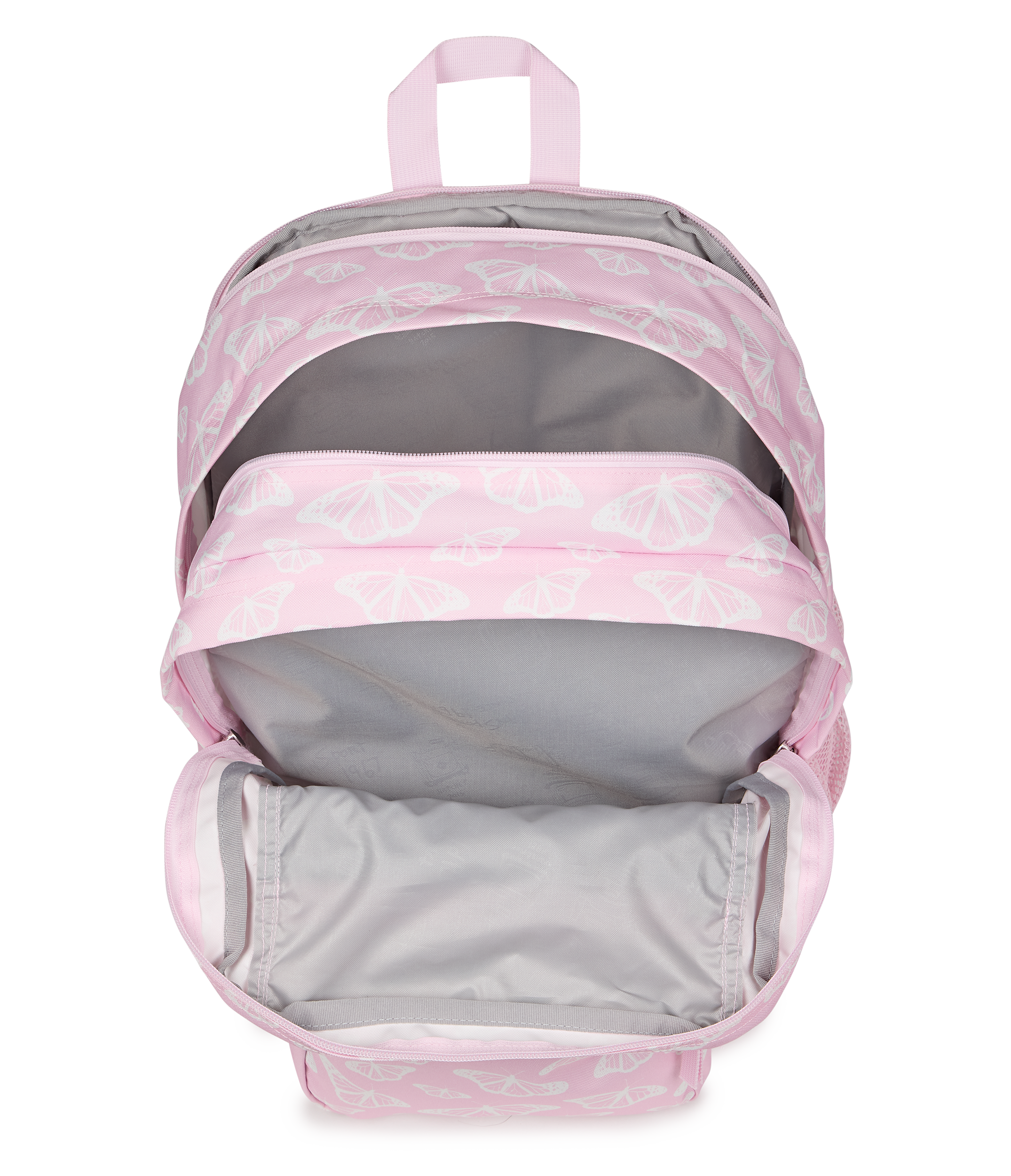 JanSport Big Student Backpack 34L in Flutter By Pink — interior view # color_Flutter By Pink