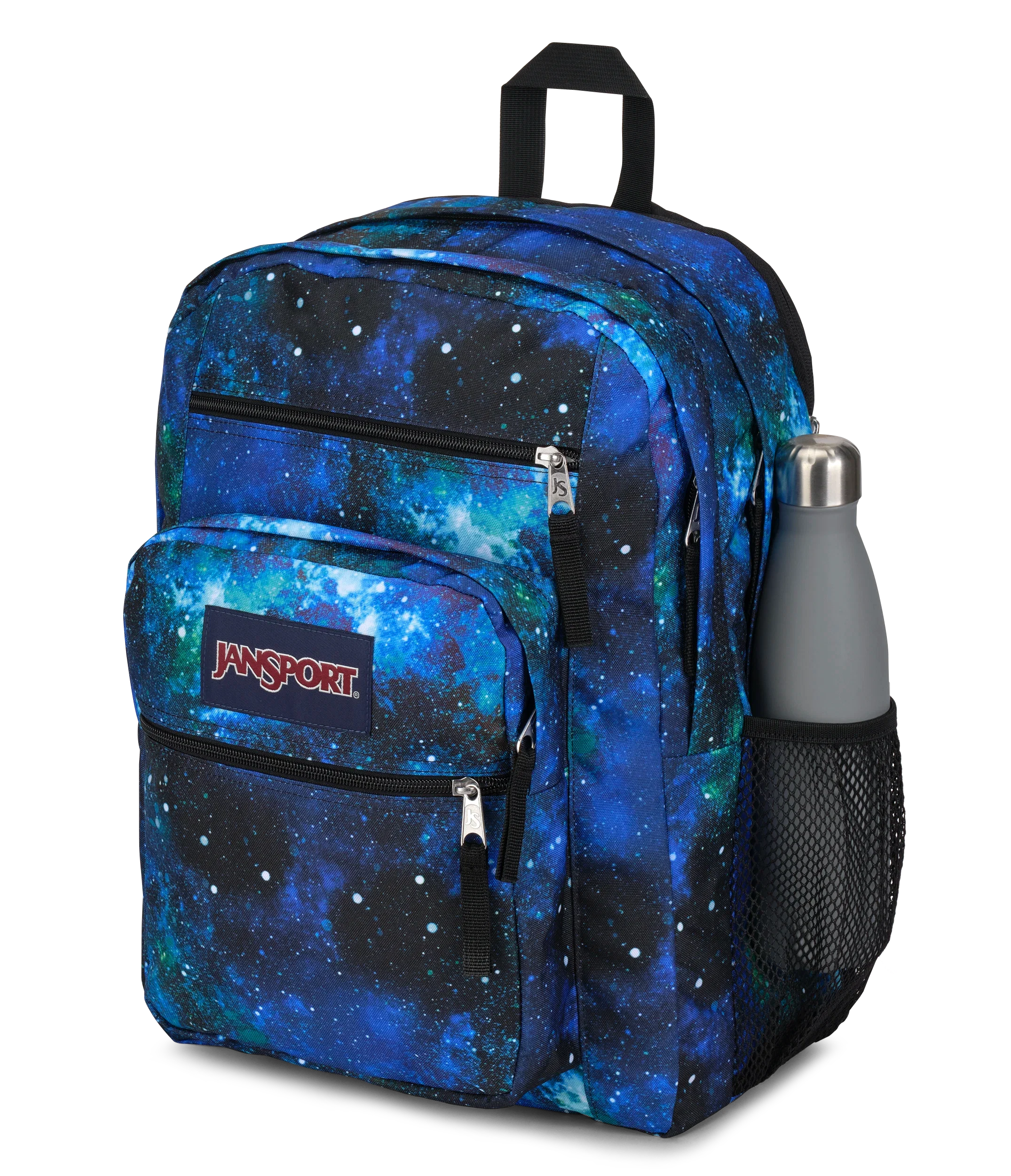 JanSport Big Student Backpack 34L in Cyberspace Galaxy — detail view # color_Cyberspace Galaxy