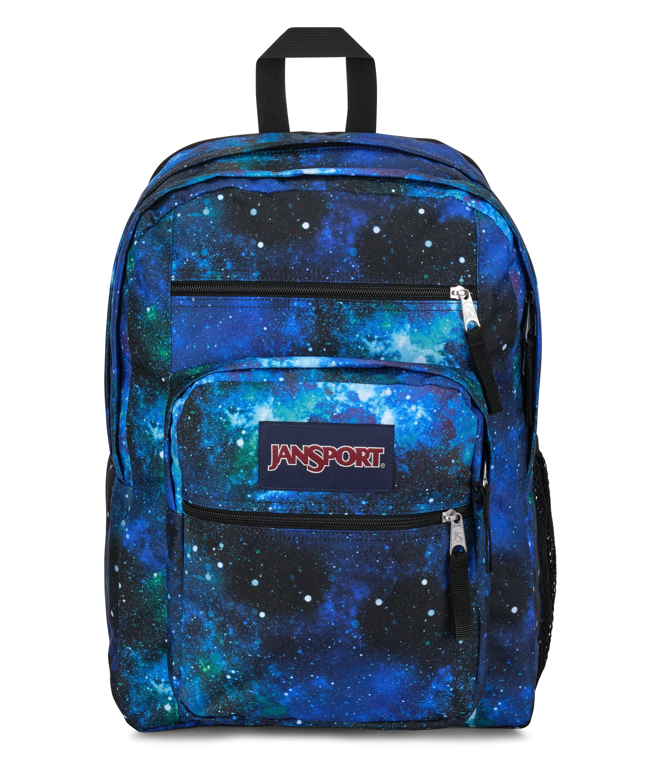 JanSport Big Student Backpack 34L in Cyberspace Galaxy — front view # color_Cyberspace Galaxy