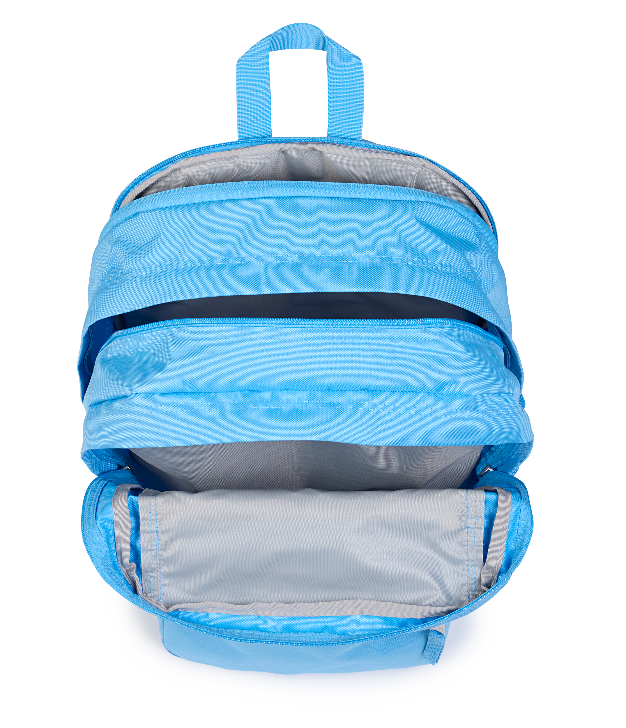 JanSport Big Student Backpack 34L in Electric Azul — interior view # color_Electric Azul