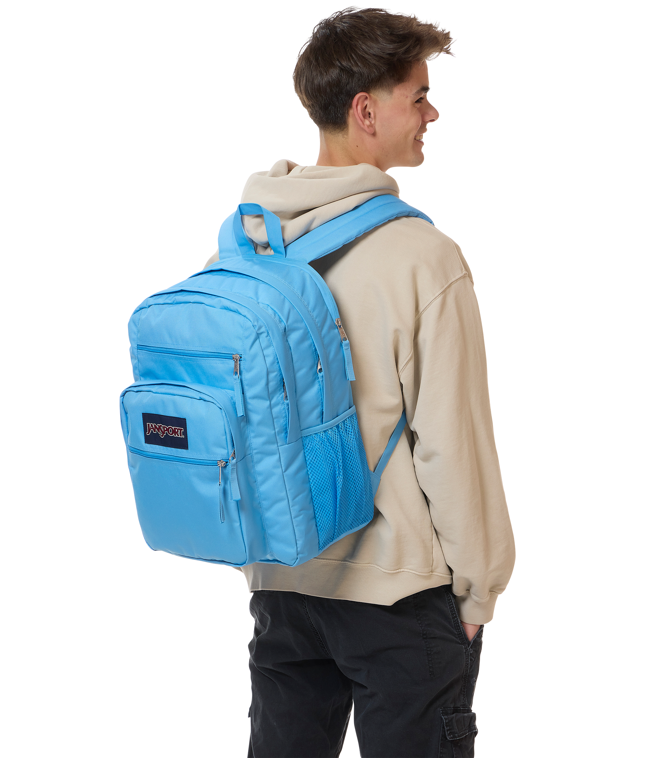 JanSport Big Student Backpack 34L in Electric Azul — lifestyle # color_Electric Azul