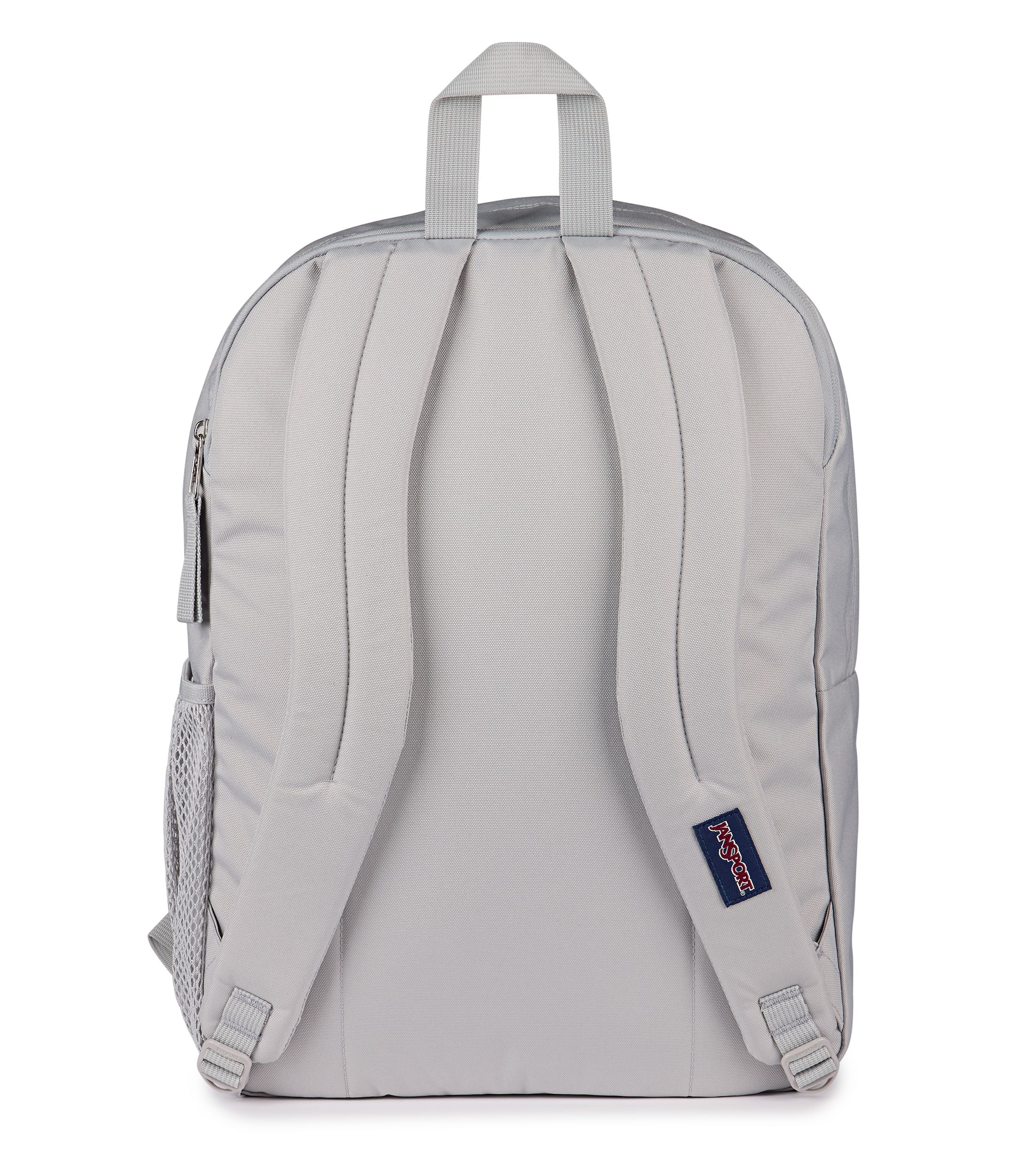 JanSport Big Student Backpack 34L in Grounded Grey — back view # color_Grounded Grey