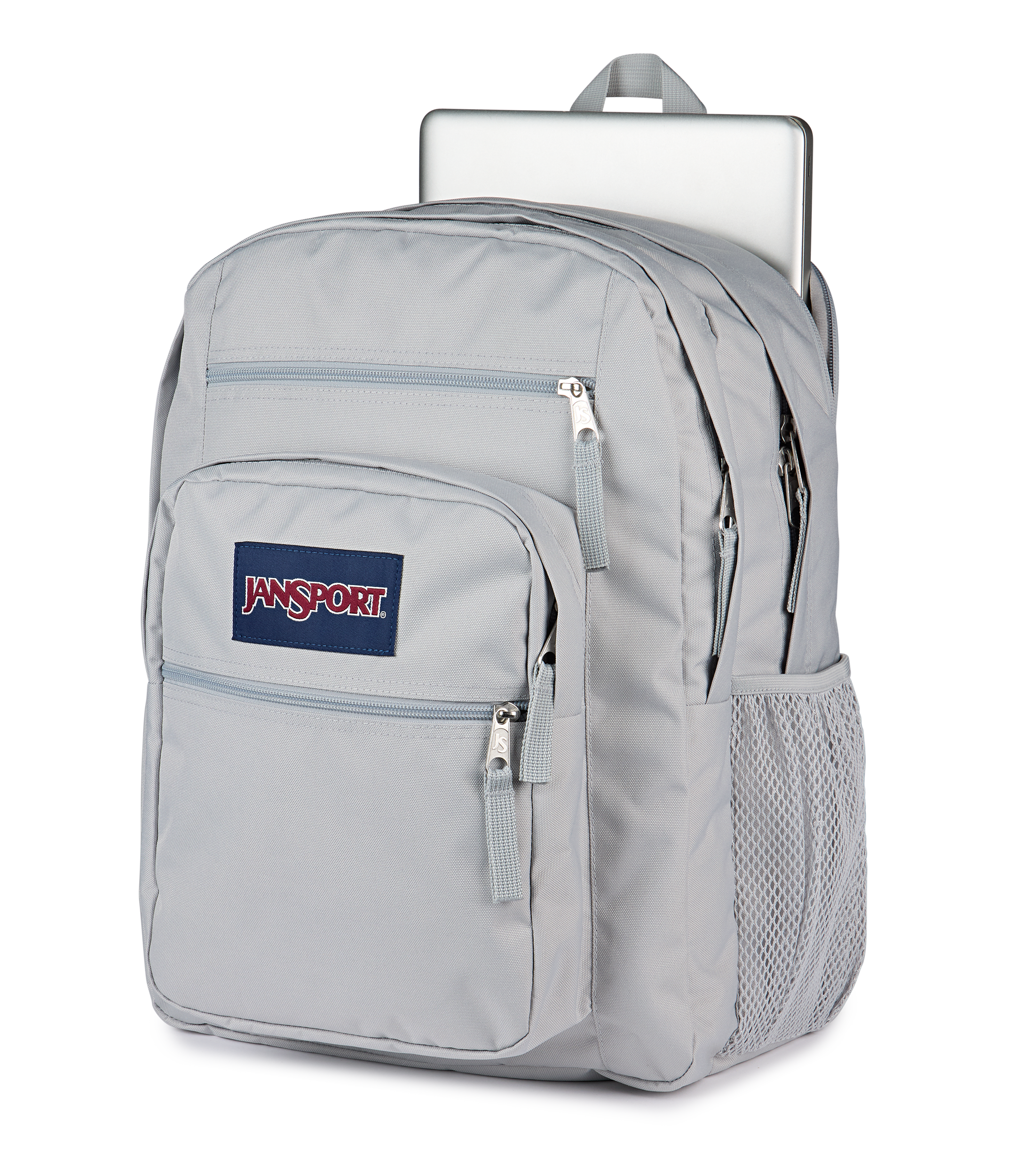 JanSport Big Student Backpack 34L in Grounded Grey — detail view 2 # color_Grounded Grey