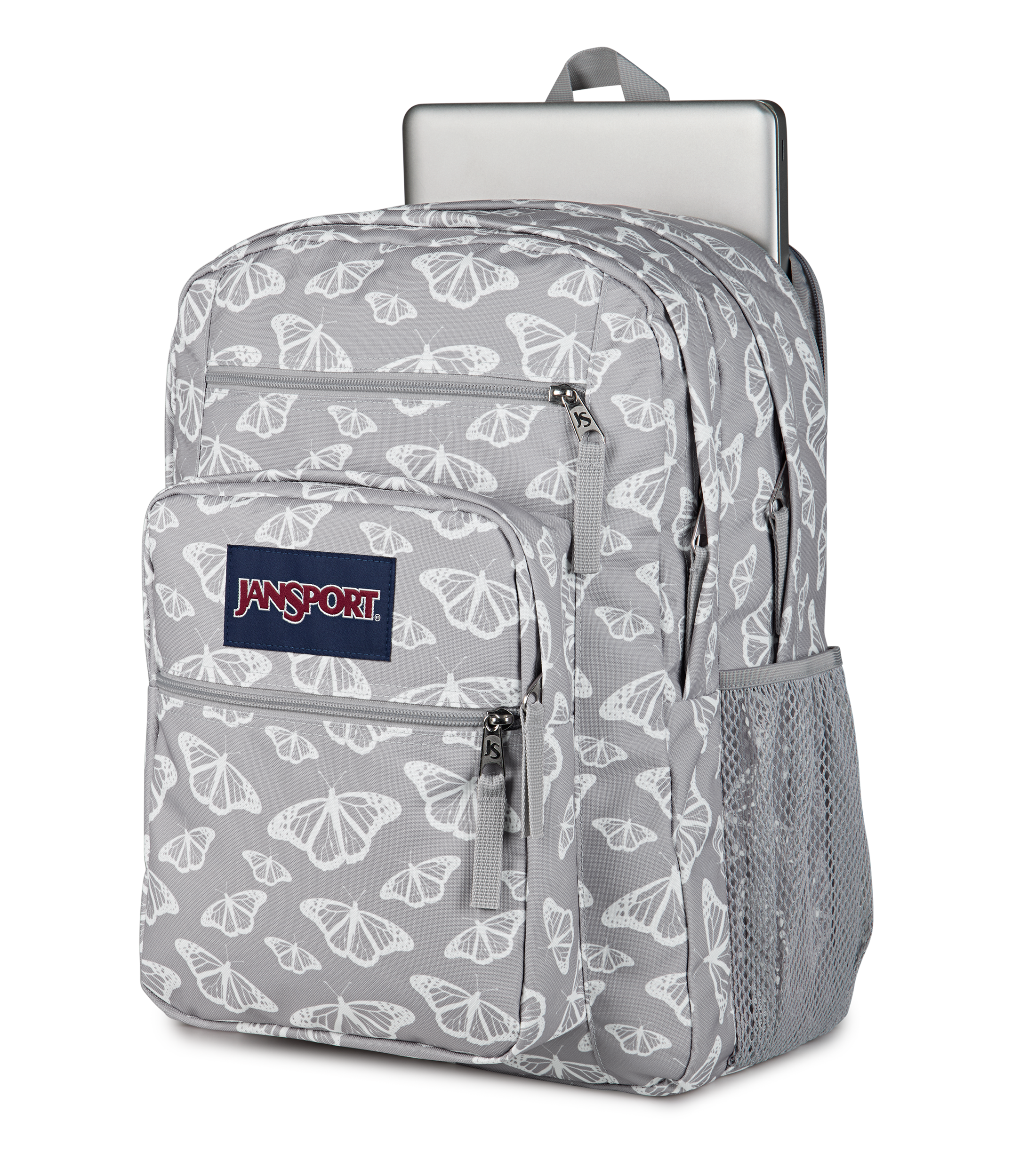 JanSport Big Student Backpack 34L in Flutter By Grey — detail view 2 # color_Flutter By Grey