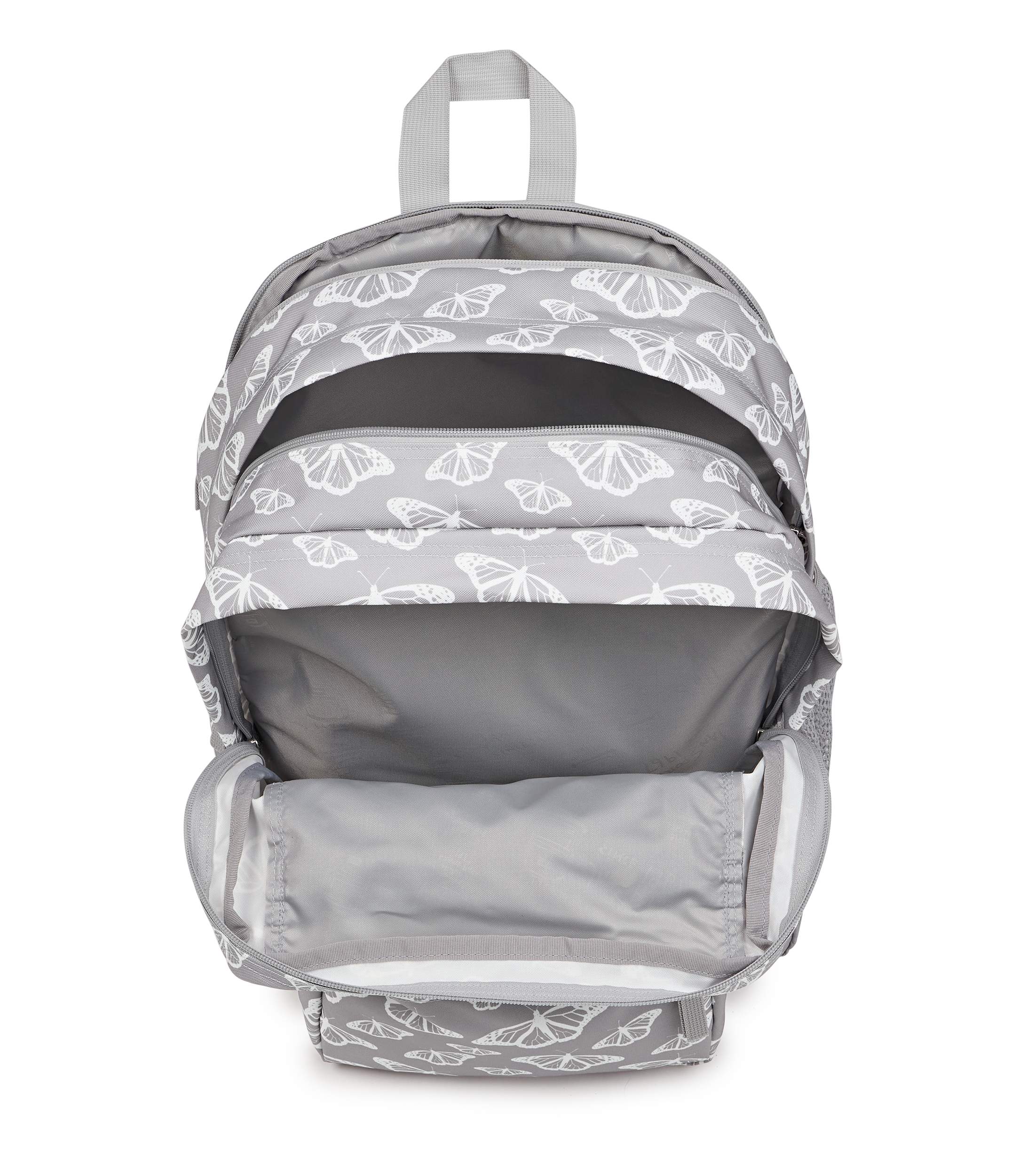 JanSport Big Student Backpack 34L in Flutter By Grey — interior view # color_Flutter By Grey
